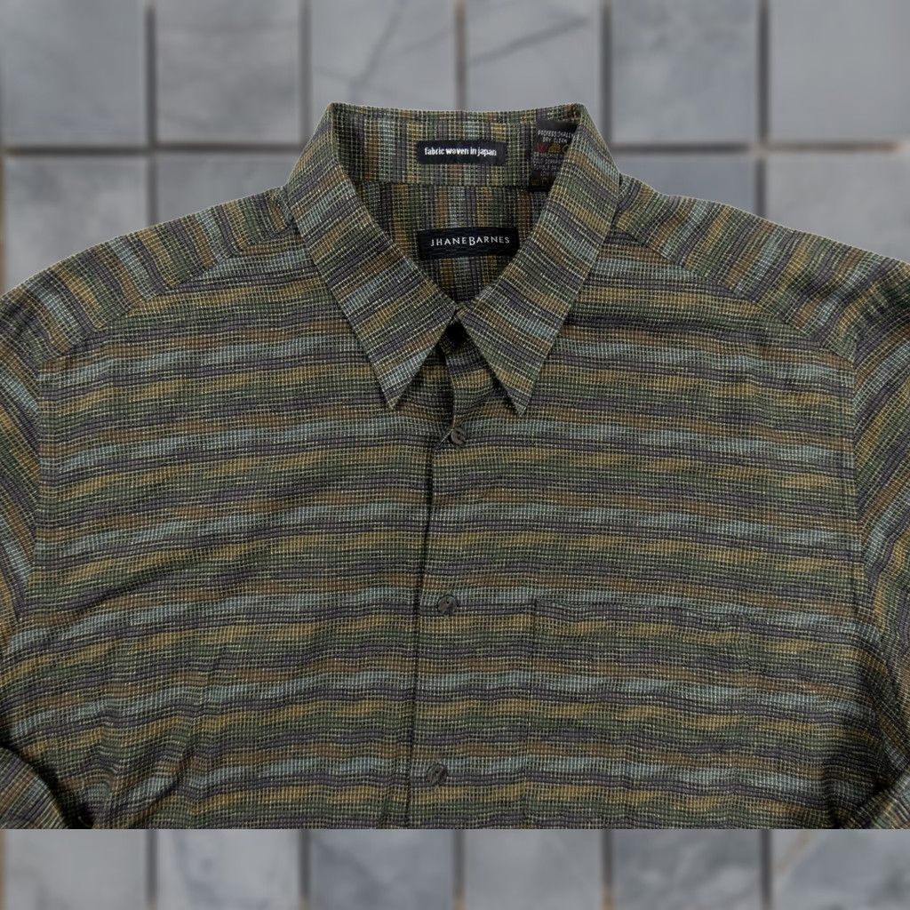 Vintage VINTAGE Jhane Barnes Shirt Mens XL Green Button-Up Woven Japan Abstract Shirt Size US XL / EU 56 / 4 - 1 Thumbnail