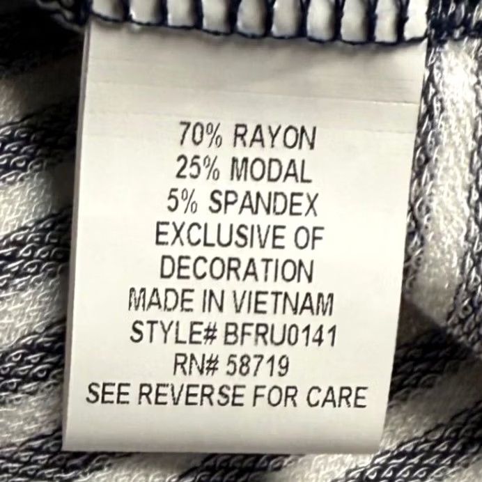 Vintage Baku Striped Knit Top Crew Neck Short Sleeve Ruffle Tiered Navy White Women M Regular Casual Marine Preppy Size M / US 6-8 / IT 42-44 - 4 Thumbnail