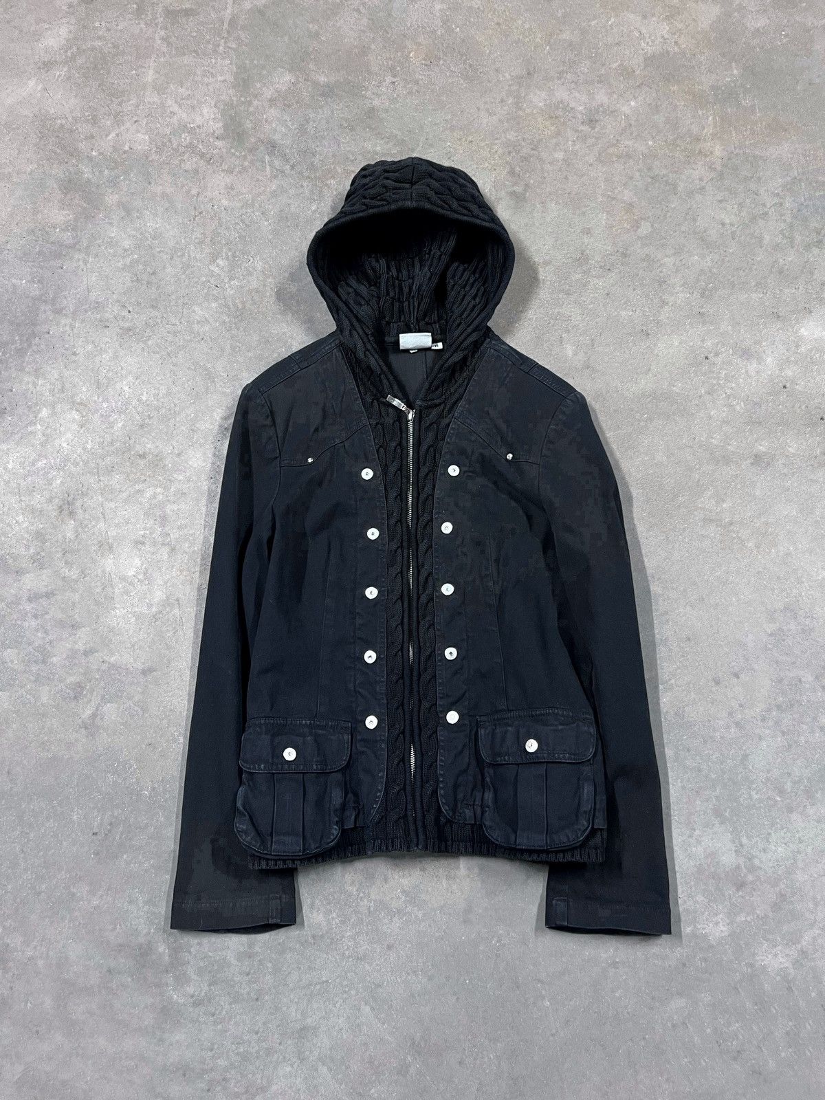 Hedi Slimane Indie Sleaze Napoleon Hooded Avant Garde Jacket Size L / US 10 / IT 46 - 1 Thumbnail