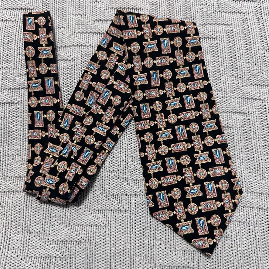 Vintage Vintage Met Art Museum black novelty print silk tie Size ONE SIZE - 1 Thumbnail