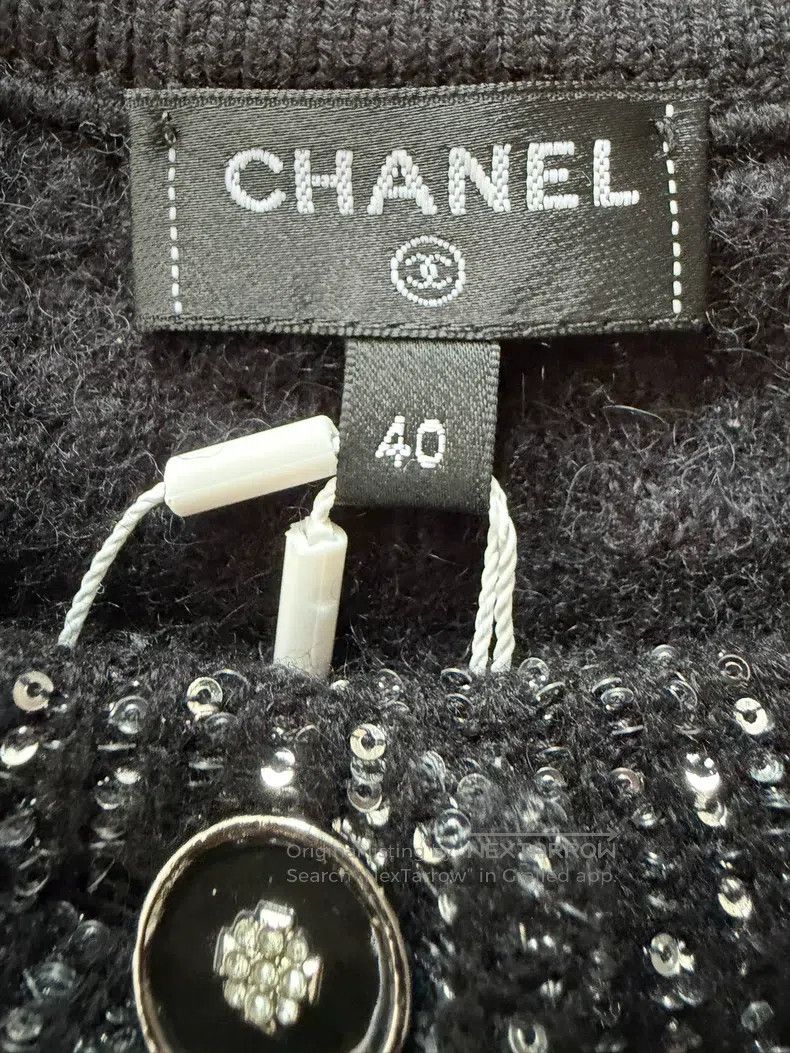Chanel Chanel Black and white gold sequin knitted cardigan jacket Size S / US 4 / IT 40 - 4 Thumbnail
