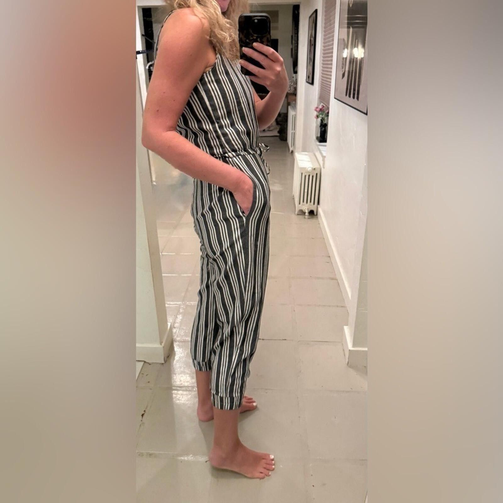 Other Anthropologie Drew Striped Drawstring Waist Jumpsuit NWOT S Size 28" / US 6 / IT 42 - 3 Thumbnail