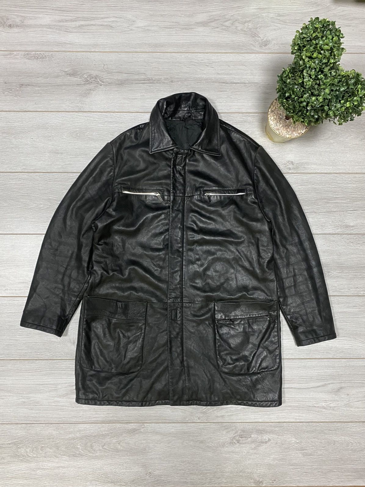 Versace Jeans Couture Versace RARE vintage leather jacket reflective Size US XL / EU 56 / 4 - 2 Thumbnail