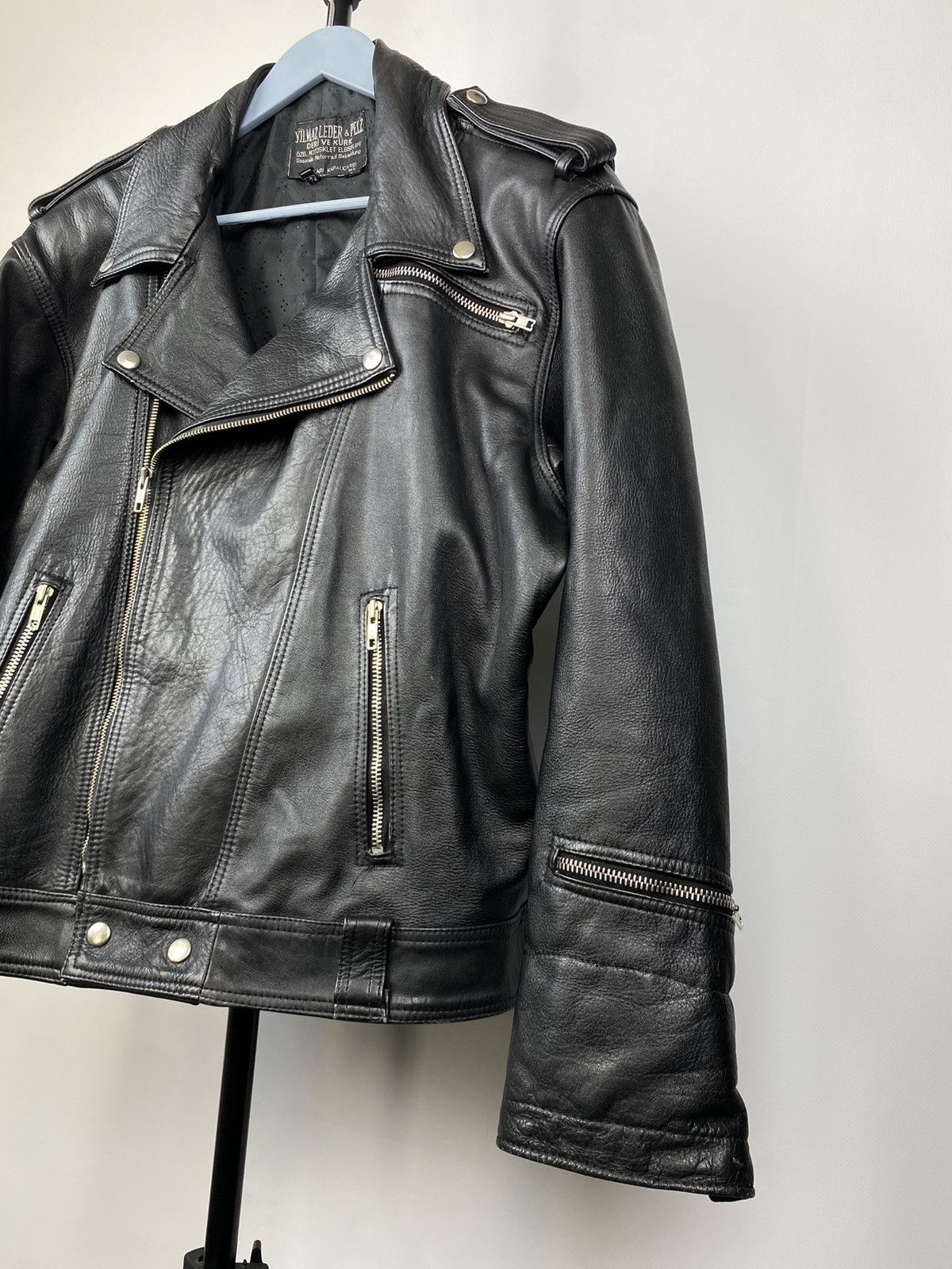 Leather × Vintage Vintage Genuine Leather MOTO Bomber Jacket Rock Punk Size US S / EU 44-46 / 1 - 4 Thumbnail