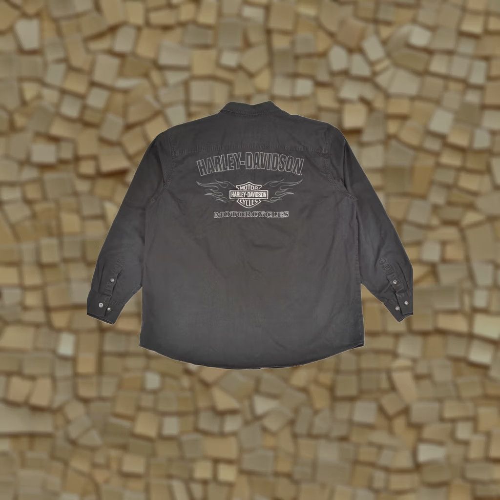 Harley Davidson Harley-Davidson Woven Tonal Flames Shirt Big Back Logo 99072-12VM XL Black Mens Button-Up Long Sleeve Cotton Size US XL / EU 56 / 4 - 1 Thumbnail