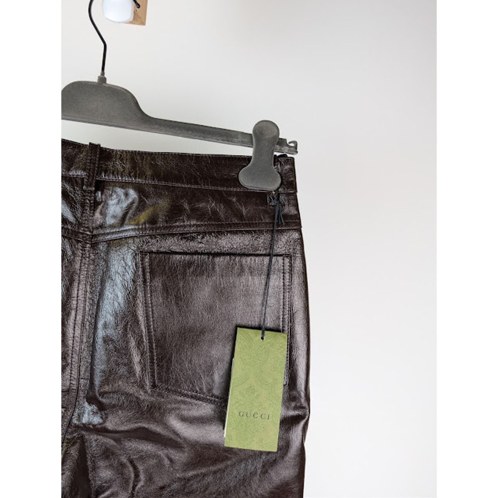 Gucci o1rshd1 Shiny Soft Leather Pant in Shiny Bordeaux Size US 34 / EU 50 - 13 Thumbnail