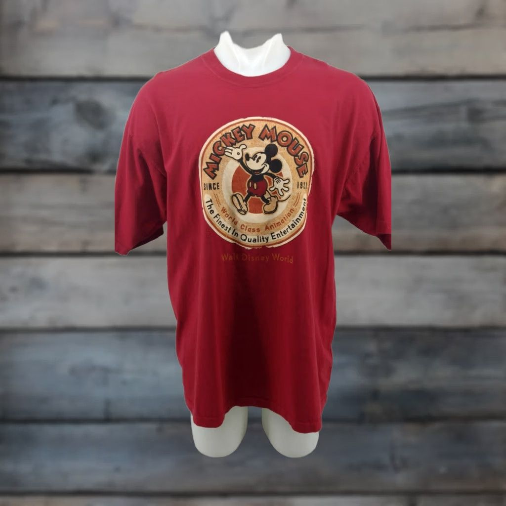 Disney Walt Disney Classic Retro T-Shirt Mickey XL Men Red DisneyWorld Graphic Tee Size US XL / EU 56 / 4 - 1 Thumbnail
