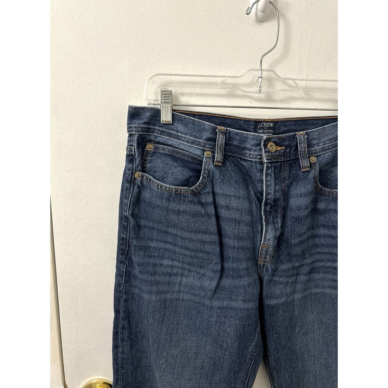 Denime J Crew The Sutton Jeans Mens 32x34 Dark Wash Blue Straight Leg Denim Pants Size US 32 / EU 48 - 4 Thumbnail