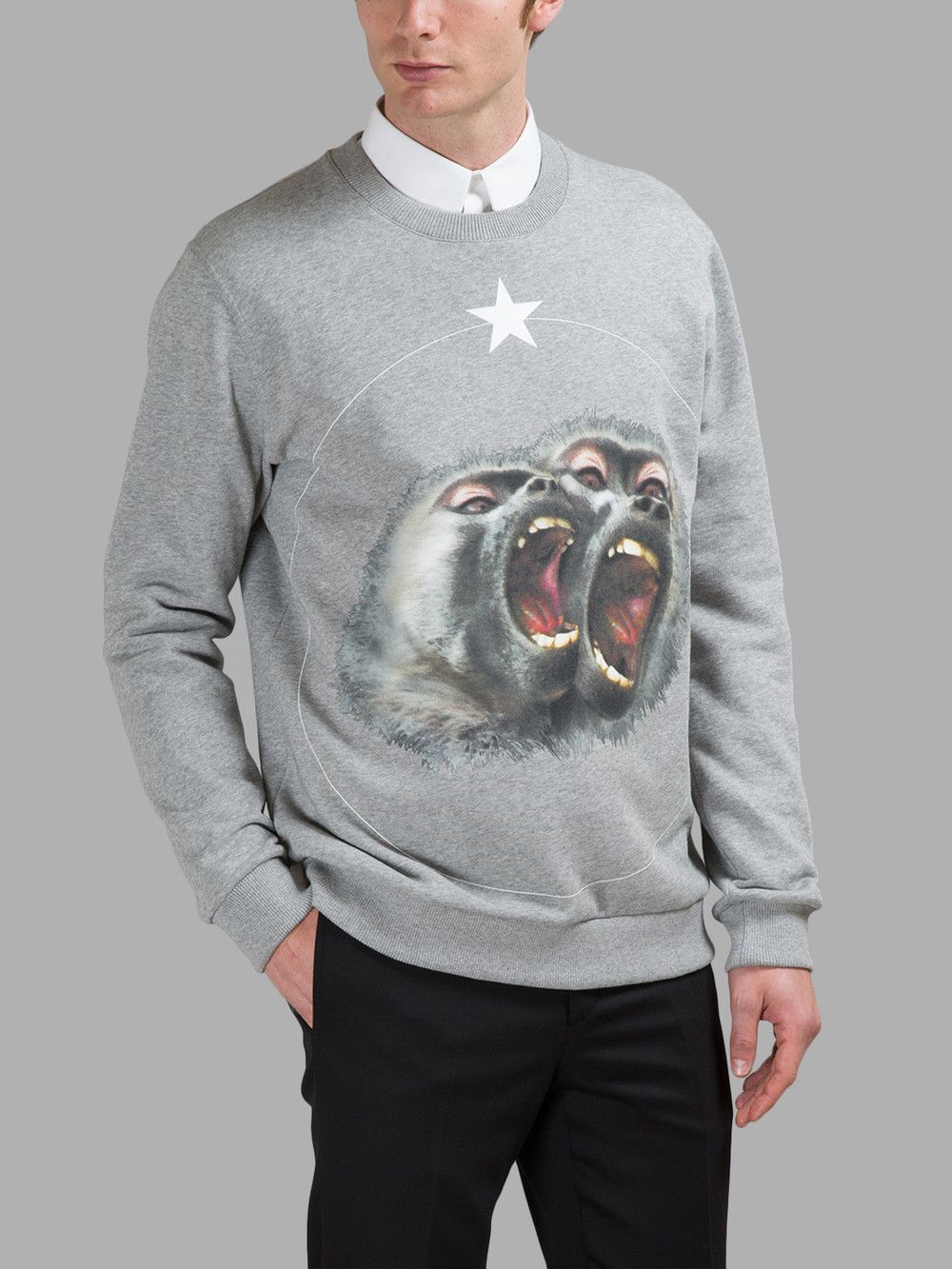 Givenchy Grey Monkey Brothers Sweatshirt Size US XL / EU 56 / 4 - 2 Thumbnail