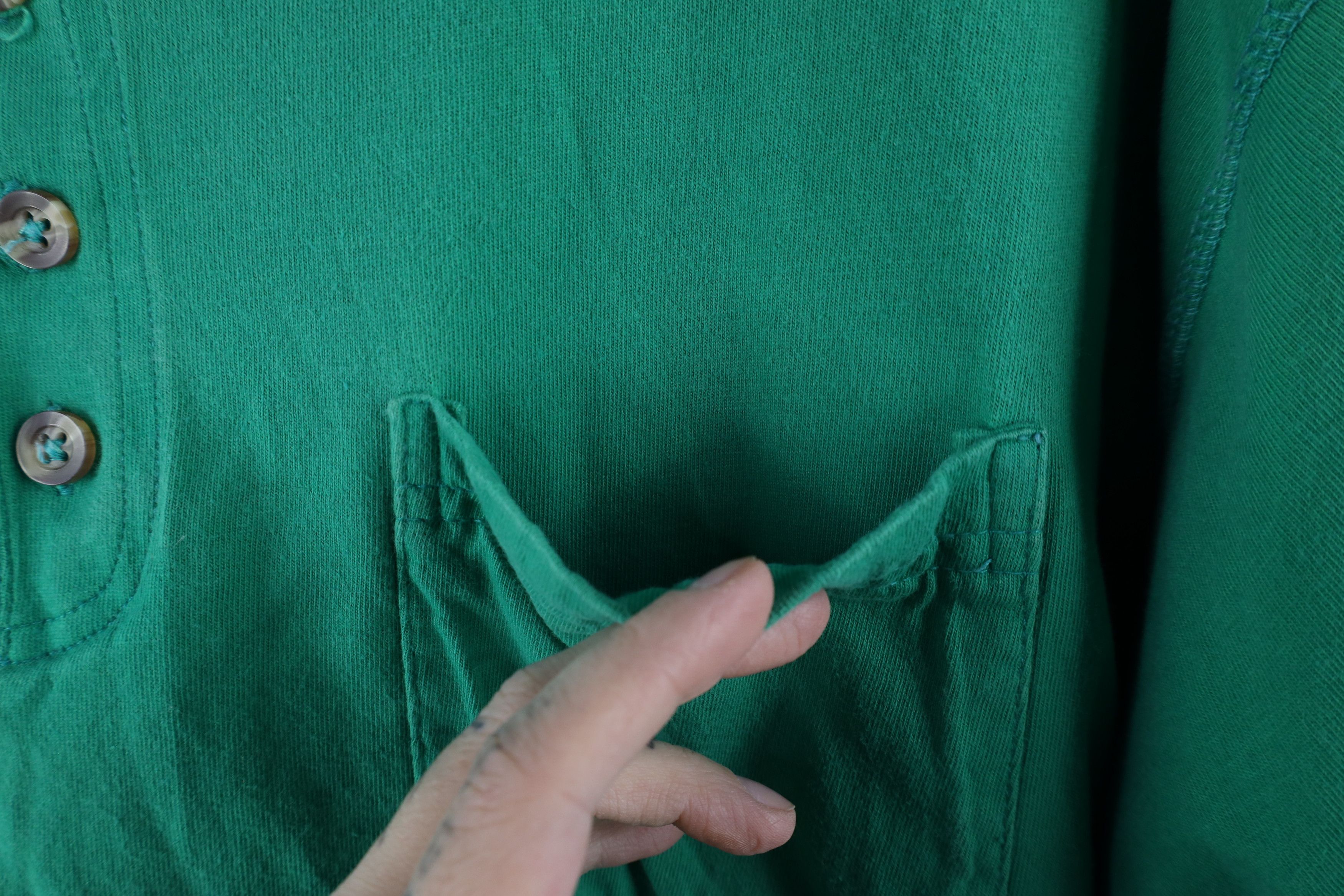 Vintage Vintage 90s Streetwear Short Sleeve Henley T-Shirt Green Size US XL / EU 56 / 4 - 4 Thumbnail