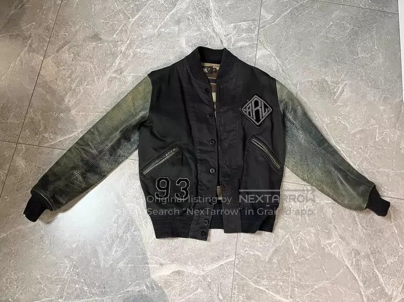RRL Ralph Lauren RRL Ralph Lauren Blue dyed leather sleeves old baseball je Size US M / EU 48-50 / 2 - 1 Thumbnail