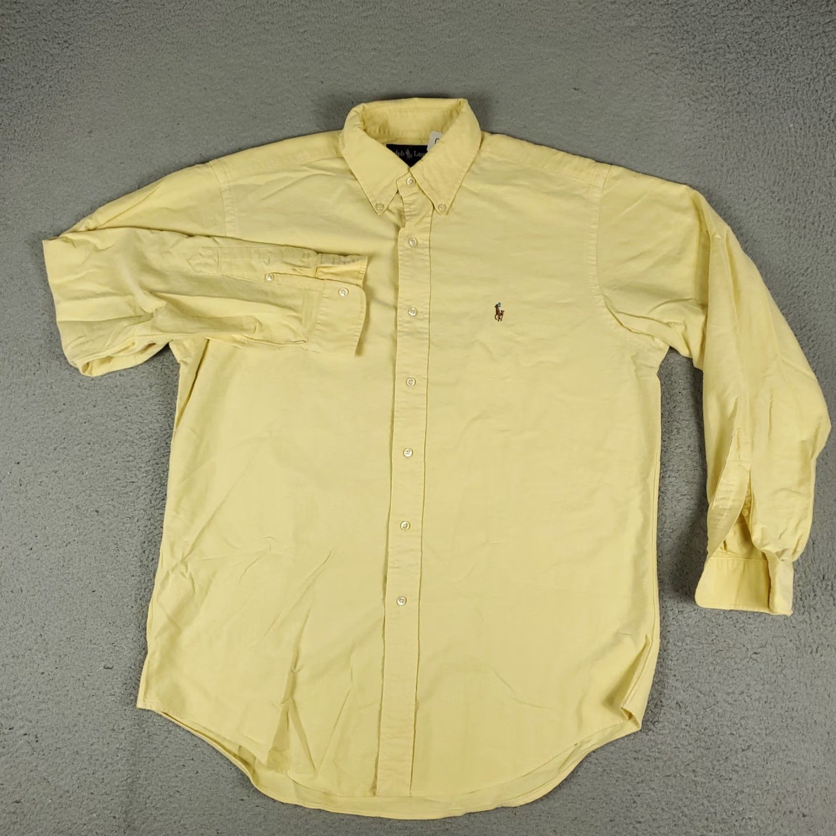 Ralph Lauren Ralph Lauren Dress Shirt Mens 15.5 Yellow Pony Button-Down Long Sleeve Regular Fit Adult Medium Yellow, Non-Iron, Pockets, Classic American Style Size 40R - 3 Thumbnail