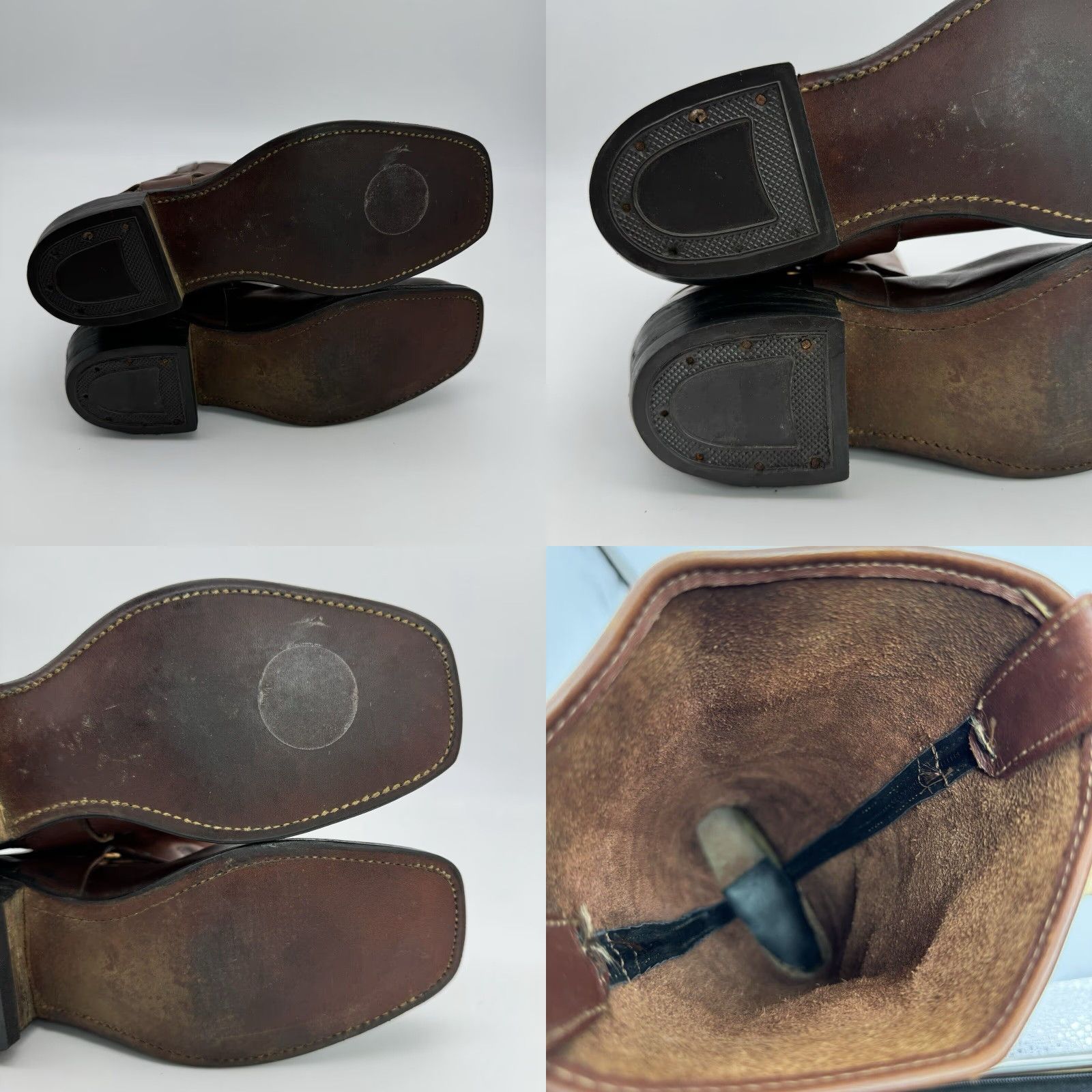 Vintage VINTAGE 60s 70s Harness Cowboy Boots Square Toe Engineer Stacked Heel Men’s 7.5 Brown Leather Size US 8 / EU 41 - 8 Thumbnail