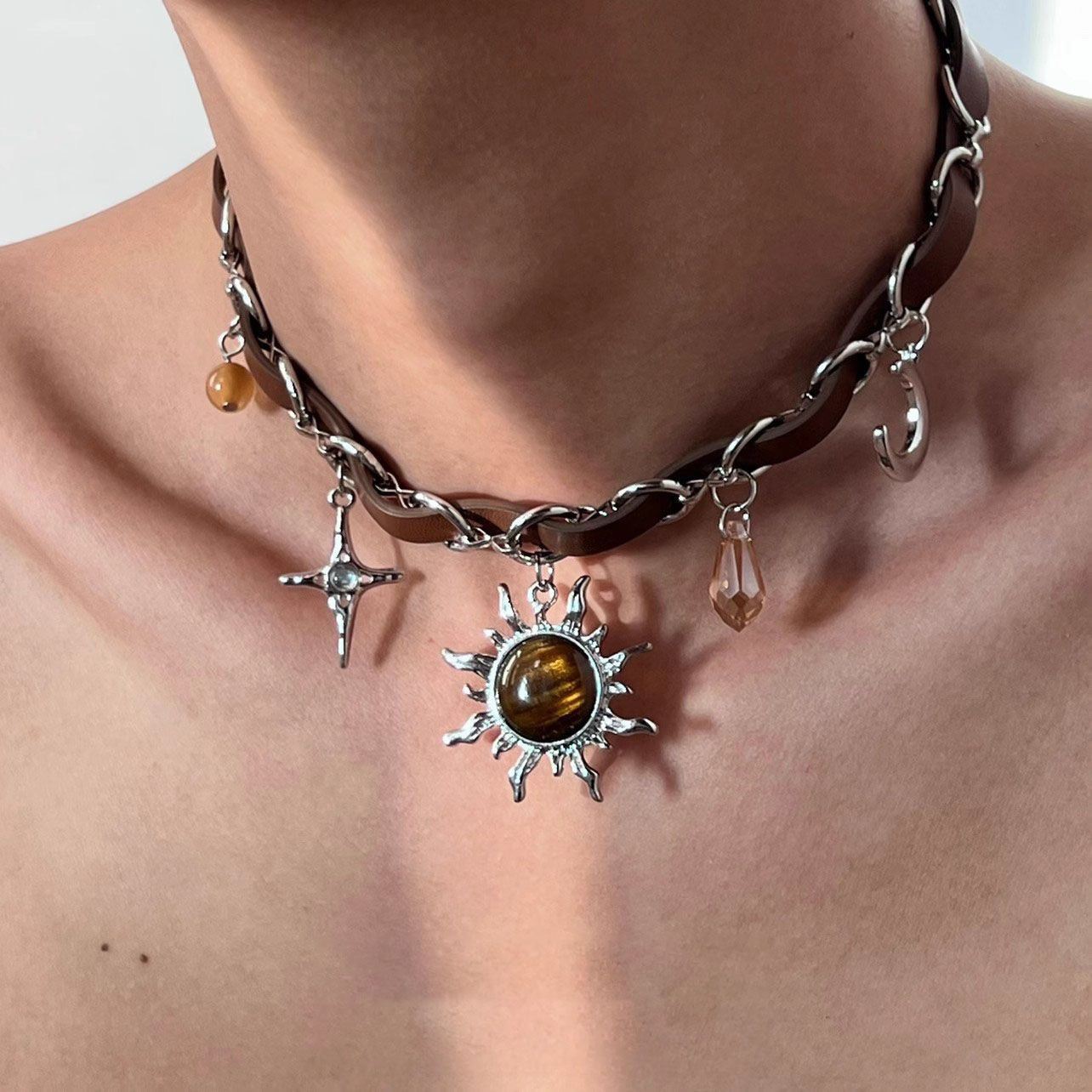 Jewelry Brown Opal Sun Pendant Necklace Size ONE SIZE - 6 Thumbnail