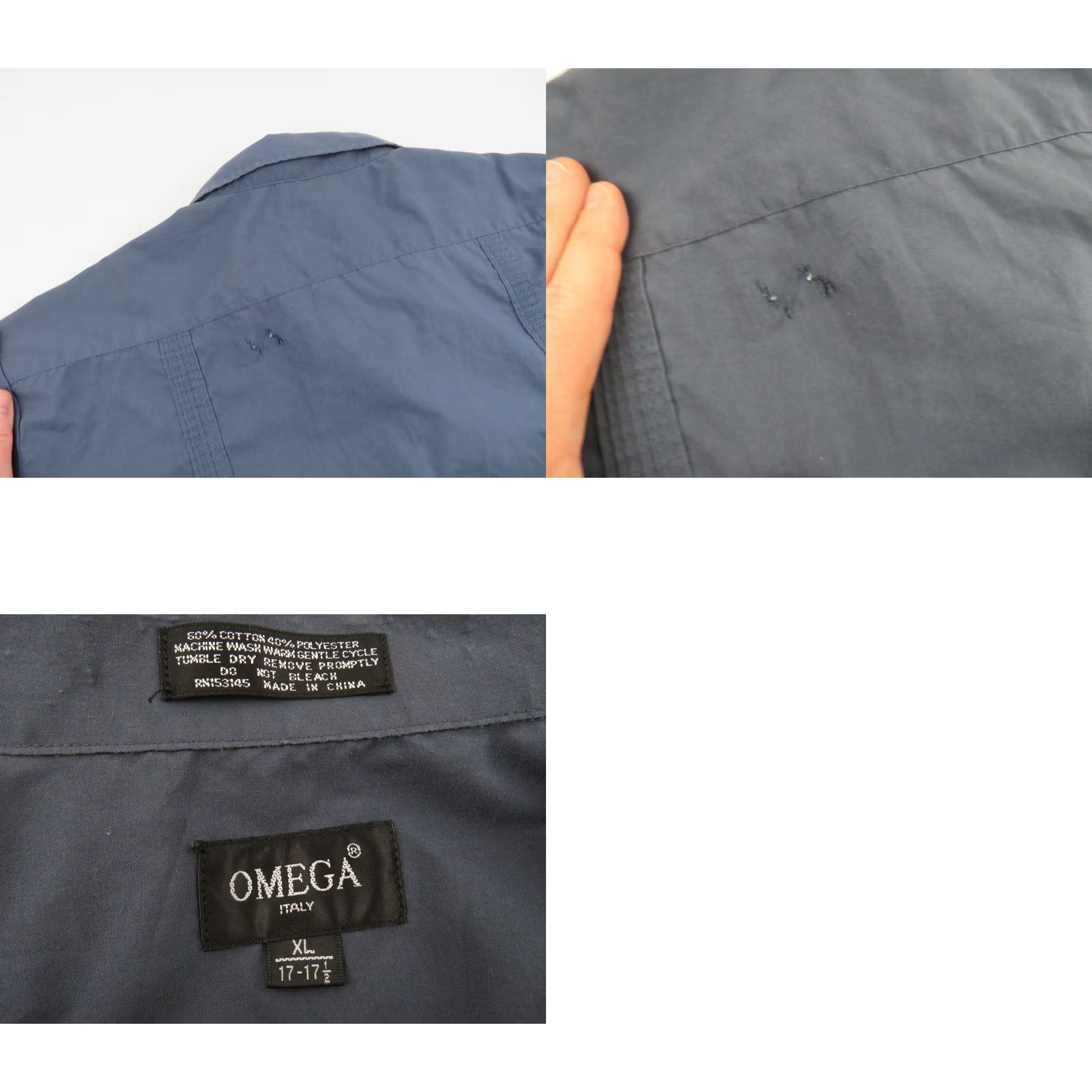 Omega VINTAGE Blue Embroidered Shirt Mens XL 80s Guayabera Aztec Camp Size 46R - 8 Thumbnail