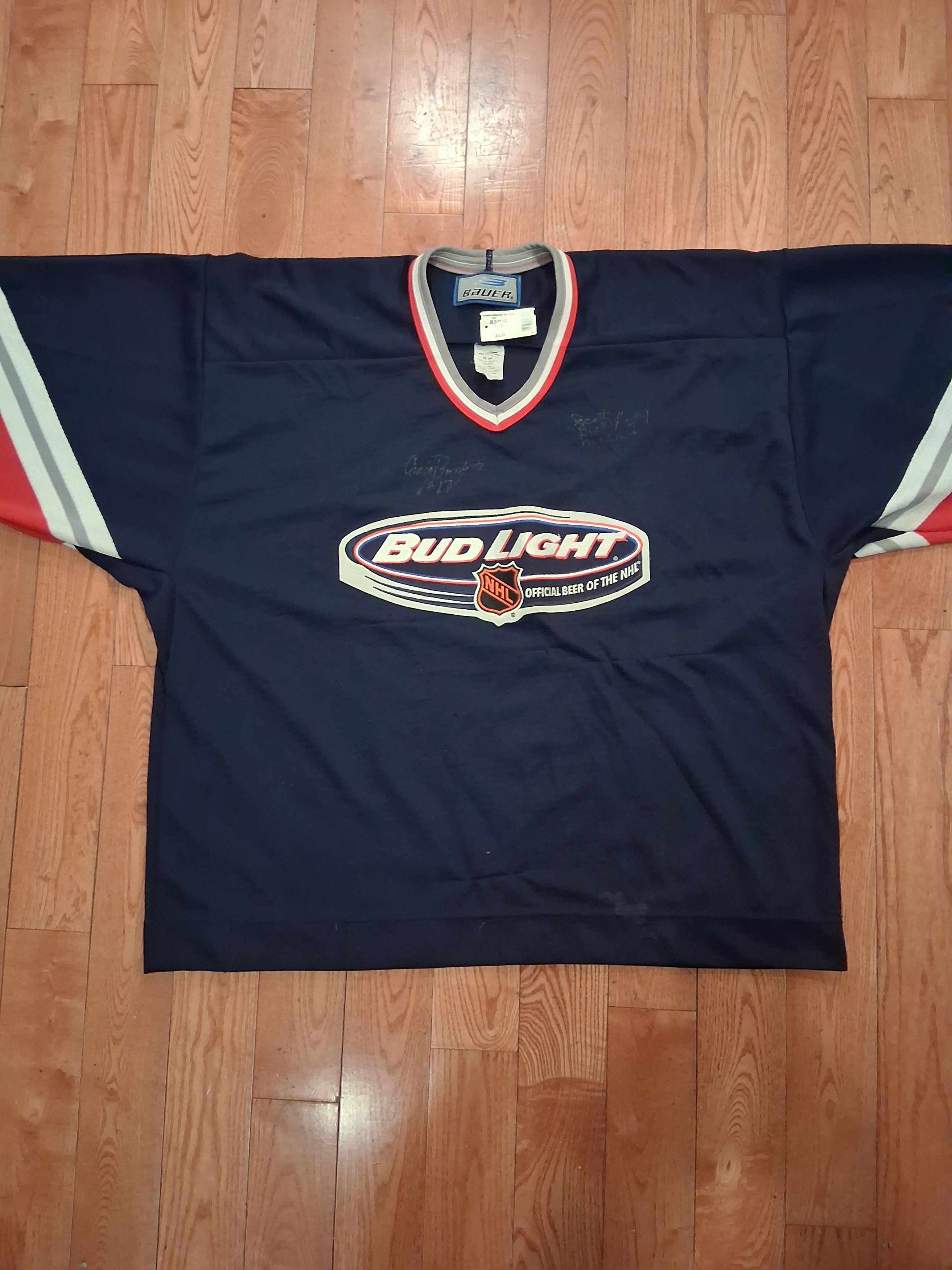 Other Vtg. Autographed 1990's Bauer Bud Light Hockey Jersey Size US XL / EU 56 / 4 - 1 Thumbnail