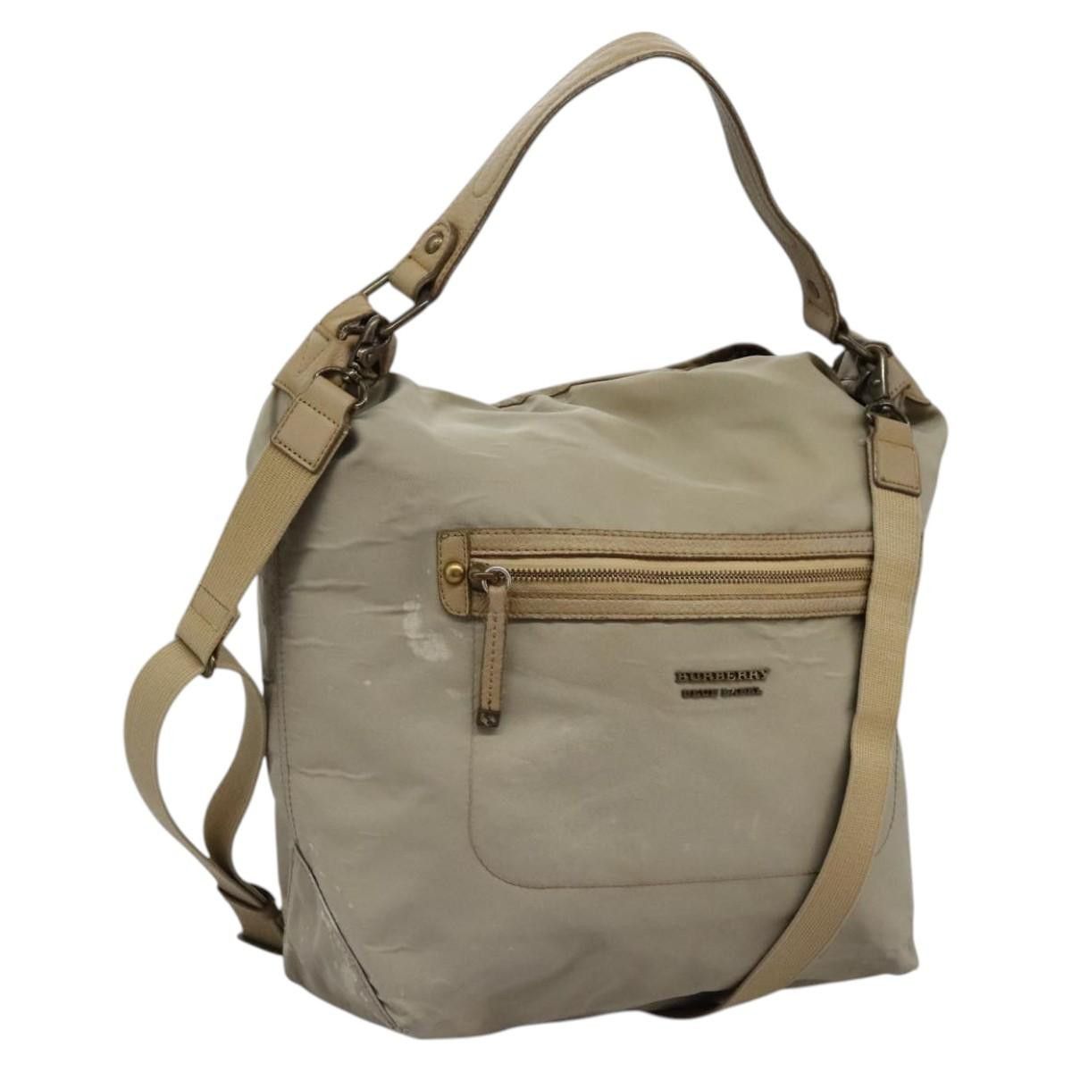 Burberry Blue Label Shoulder Bag Nylon 2Way Beige Auth Ti2857, Women's