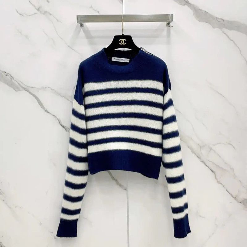 Dior Dior Blue Striped Cashmere Sweater for Women 0089 Size S / US 4 / IT 40 - 1 Thumbnail