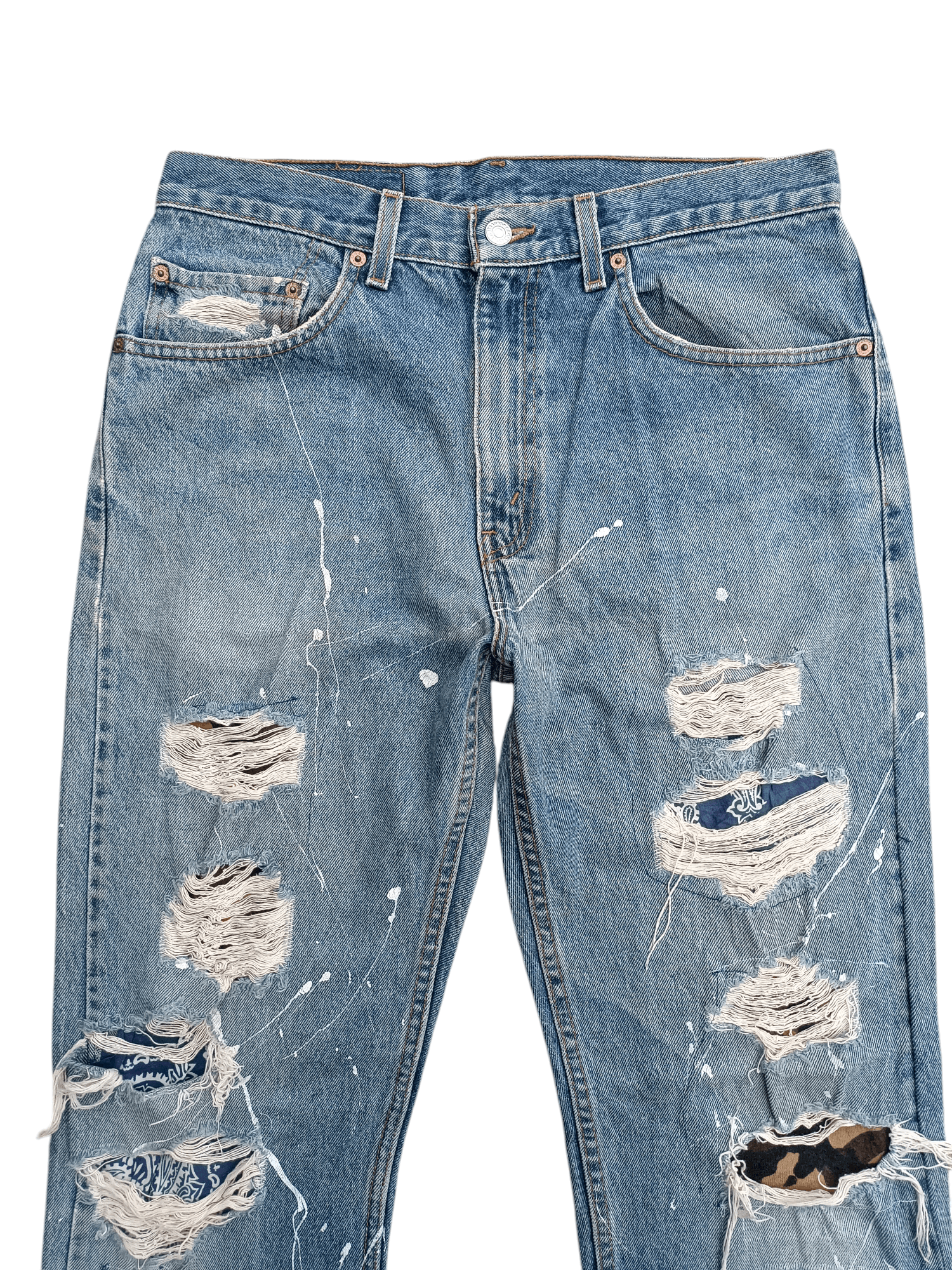 Levi's × Vintage Y2K Levis 505 Regular Straight Cut Distressed Splatter Denim Size US 32 / EU 48 - 5 Thumbnail
