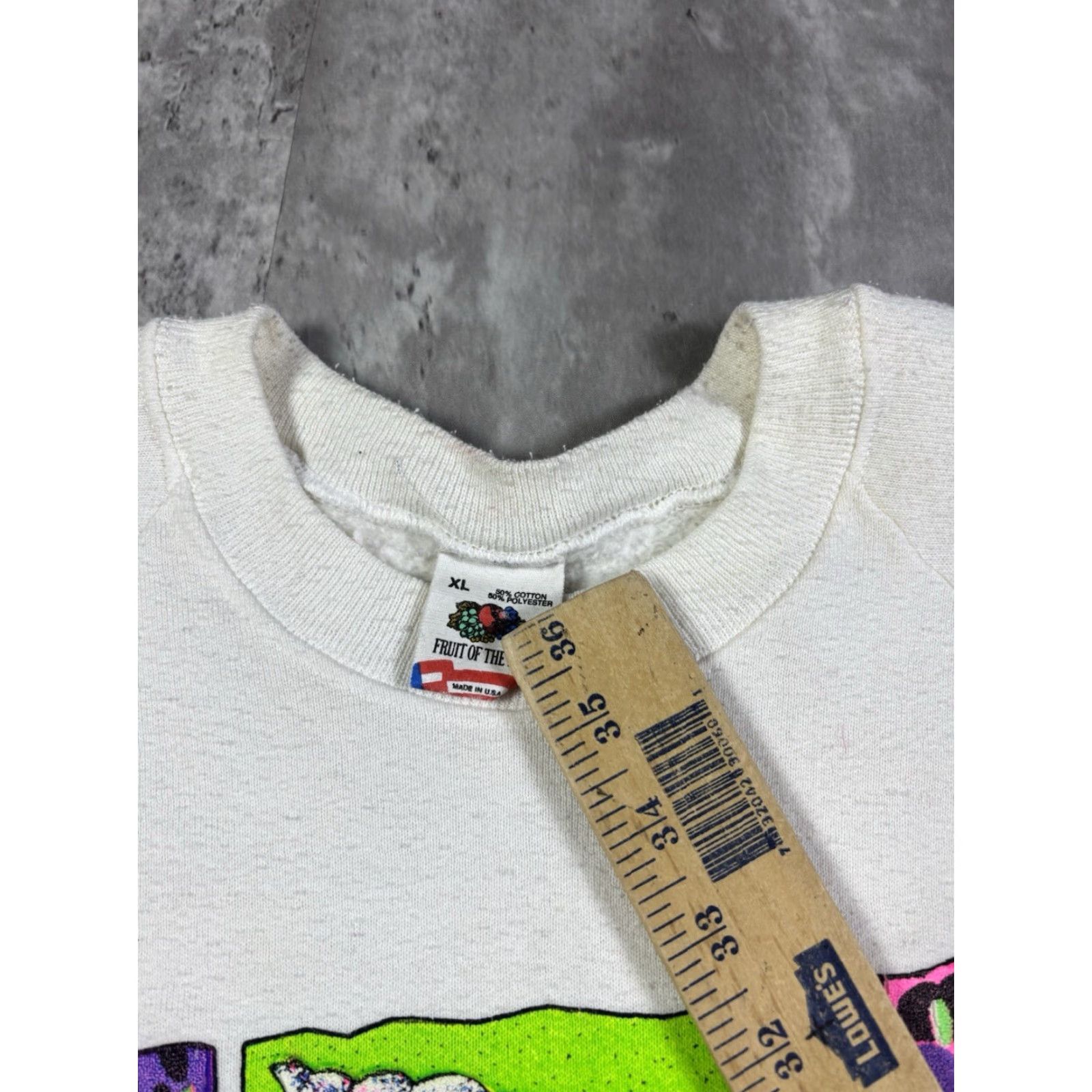 Fruit Of The Loom VINTAGE Seashell Beach White Sweatshirt Crewneck XL Men Cotton Blend Fleece Graphic Print Logo 80s 90s Beach Pullover Size US XL / EU 56 / 4 - 7 Thumbnail
