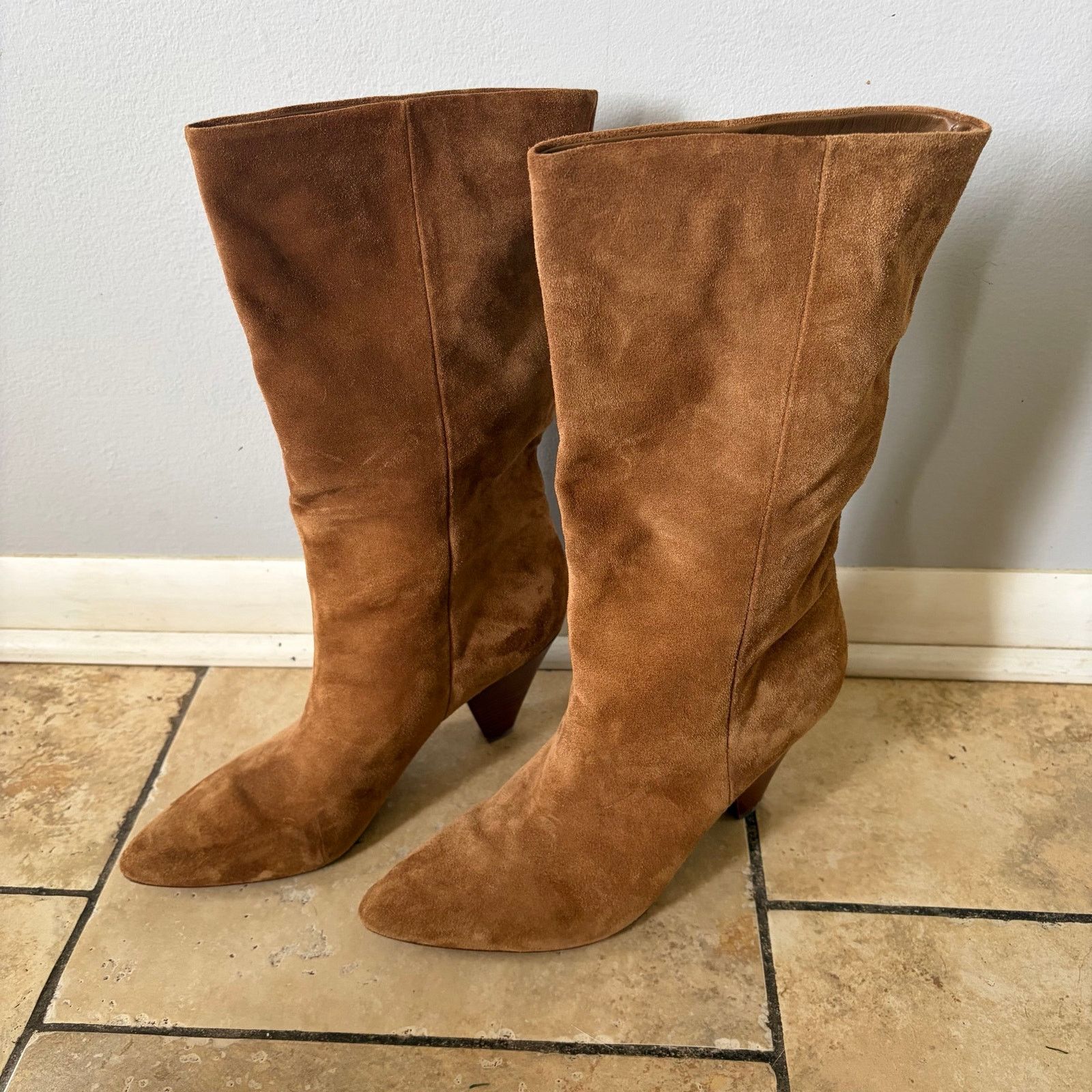 Veronica Beard Veronica Beard Blondie Slouchy Suede Mid Boots Hazelnut 9M Size US 9 / IT 39 - 1 Thumbnail