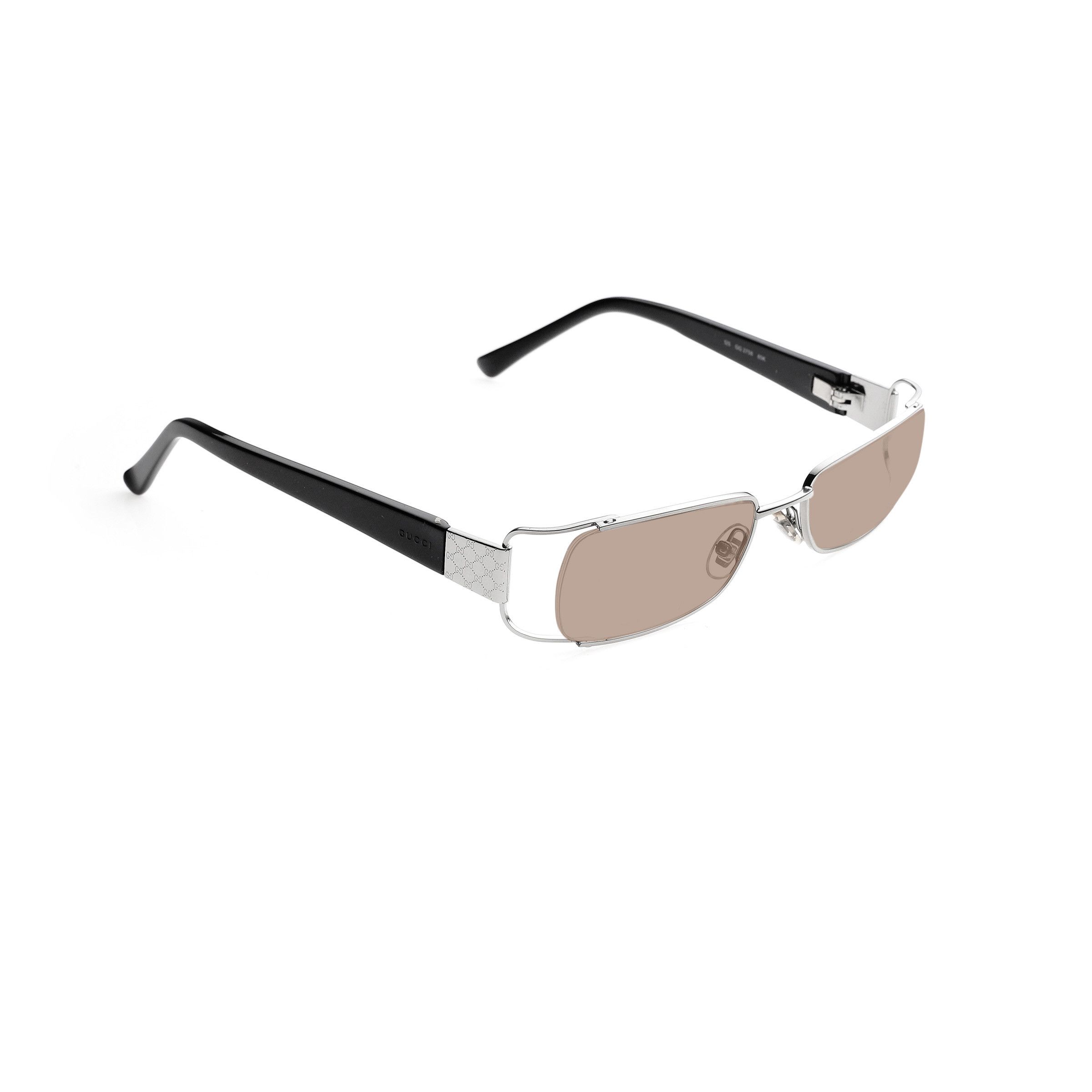 Gucci Gucci '00s Black & Silver Monogram Rectangular Sunglasses Size ONE SIZE - 3 Thumbnail