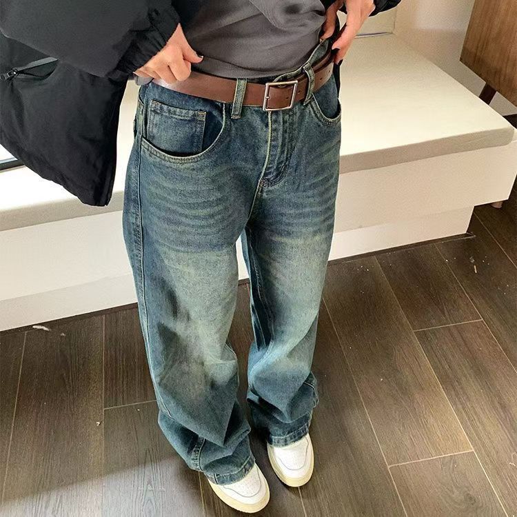 Japanese Brand × Jean Men's Street Retro Washed Distressed Straight Jeans Size US 32 / EU 48 - 3 Thumbnail