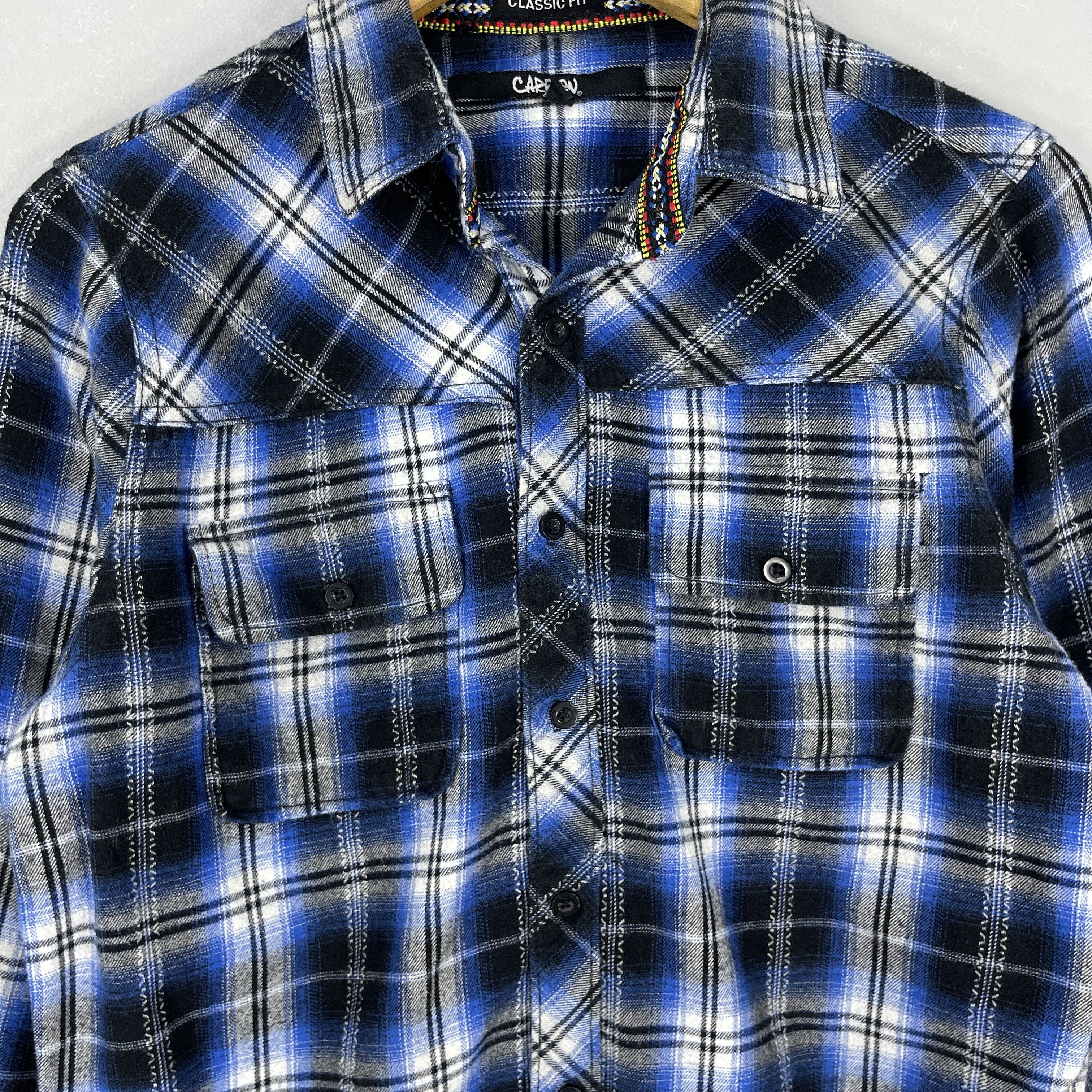 Flannel CARBON Plaid Checkered Shadow Blue Tartan Flannel Shirt Size US S / EU 44-46 / 1 - 2 Thumbnail