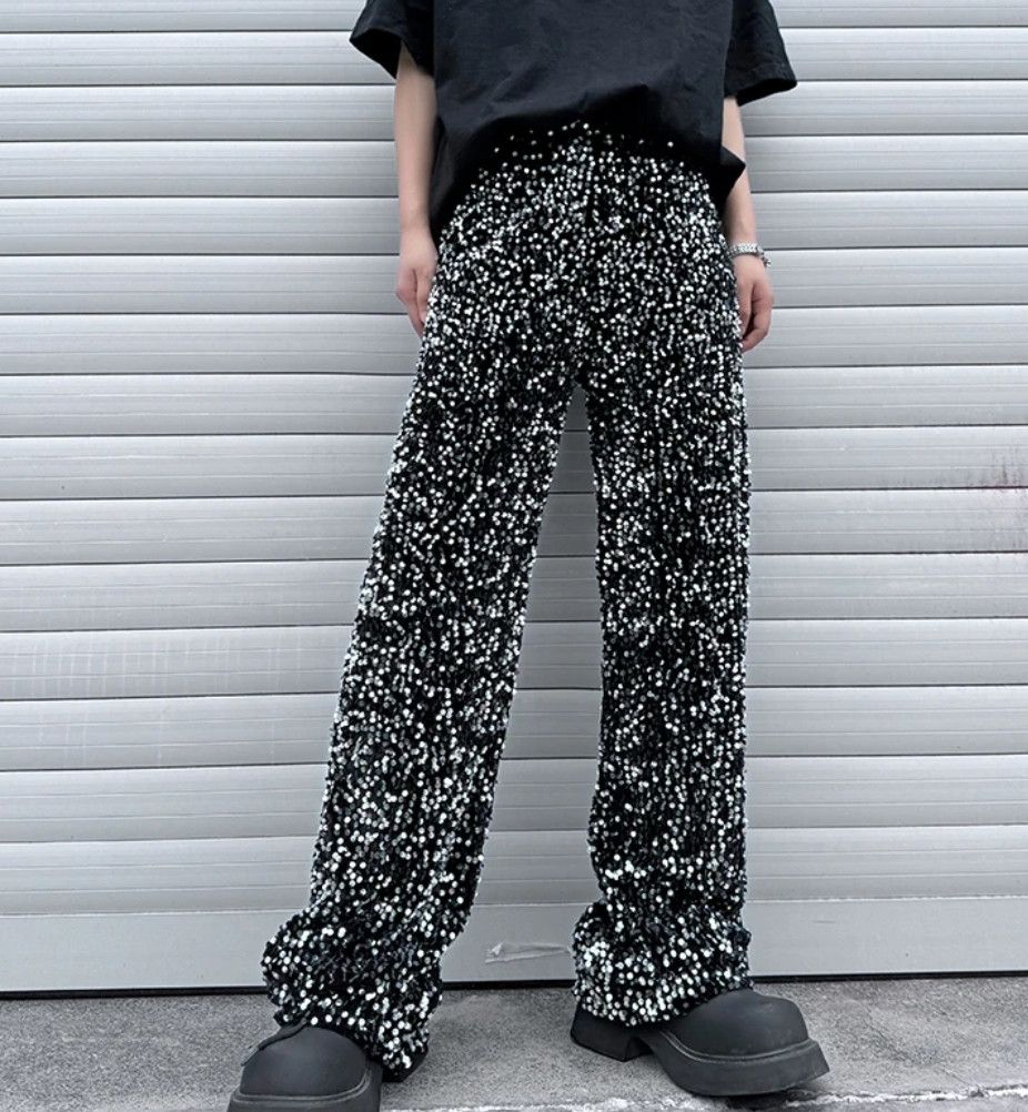 Japanese Brand × Vintage Wide Leg Pant Sequin Niche Design Bling Hip Size US 30 / EU 46 - 1 Thumbnail