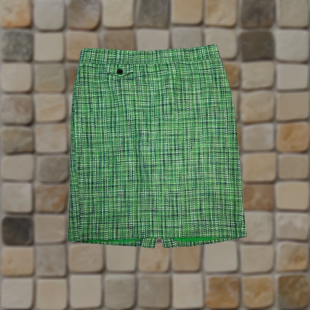 J.Crew J.CREW Skirt Womens 6 Green Straight & Pencil Tweed Zip Back Back Zip Short Classic Lined Slit Casual Summer Spring Vintage No N/A Size 28" / US 6 / IT 42 - 1 Thumbnail