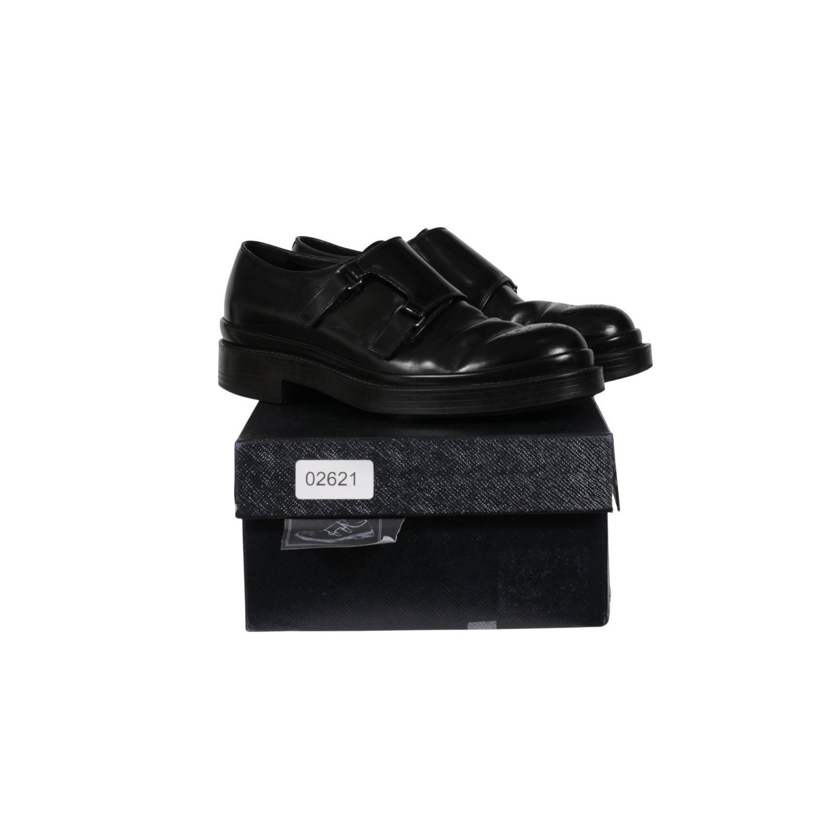 Prada Double Monk Straps Medallion Toe Black - 02621 Size US 9.5 / EU 42-43 - 12 Thumbnail