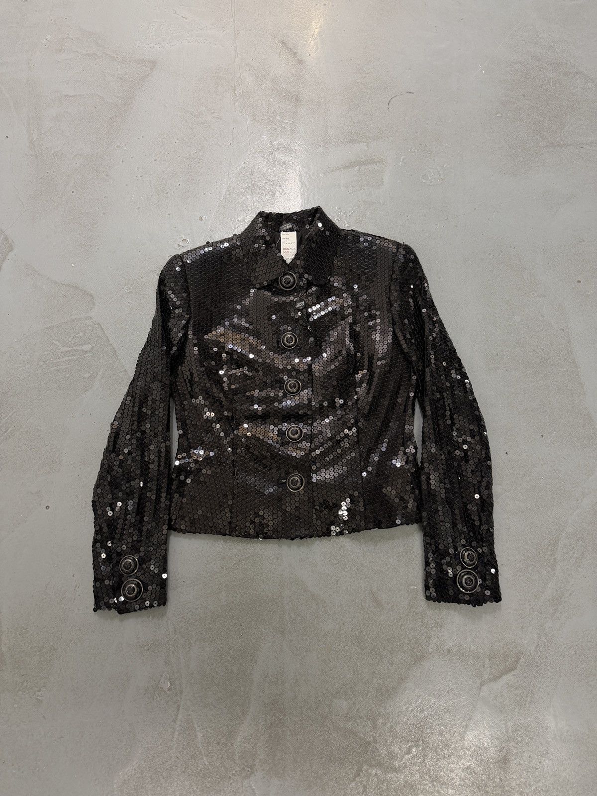 Versace F/W 1995 Gianni Versace Couture Black Sequin Medusa Jacket Size S / US 4 / IT 40 - 1 Thumbnail