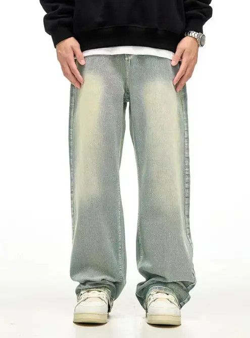 Japanese Brand × Jean Retro washed distressed men's light blue loose casual jeans Size US 34 / EU 50 - 4 Thumbnail