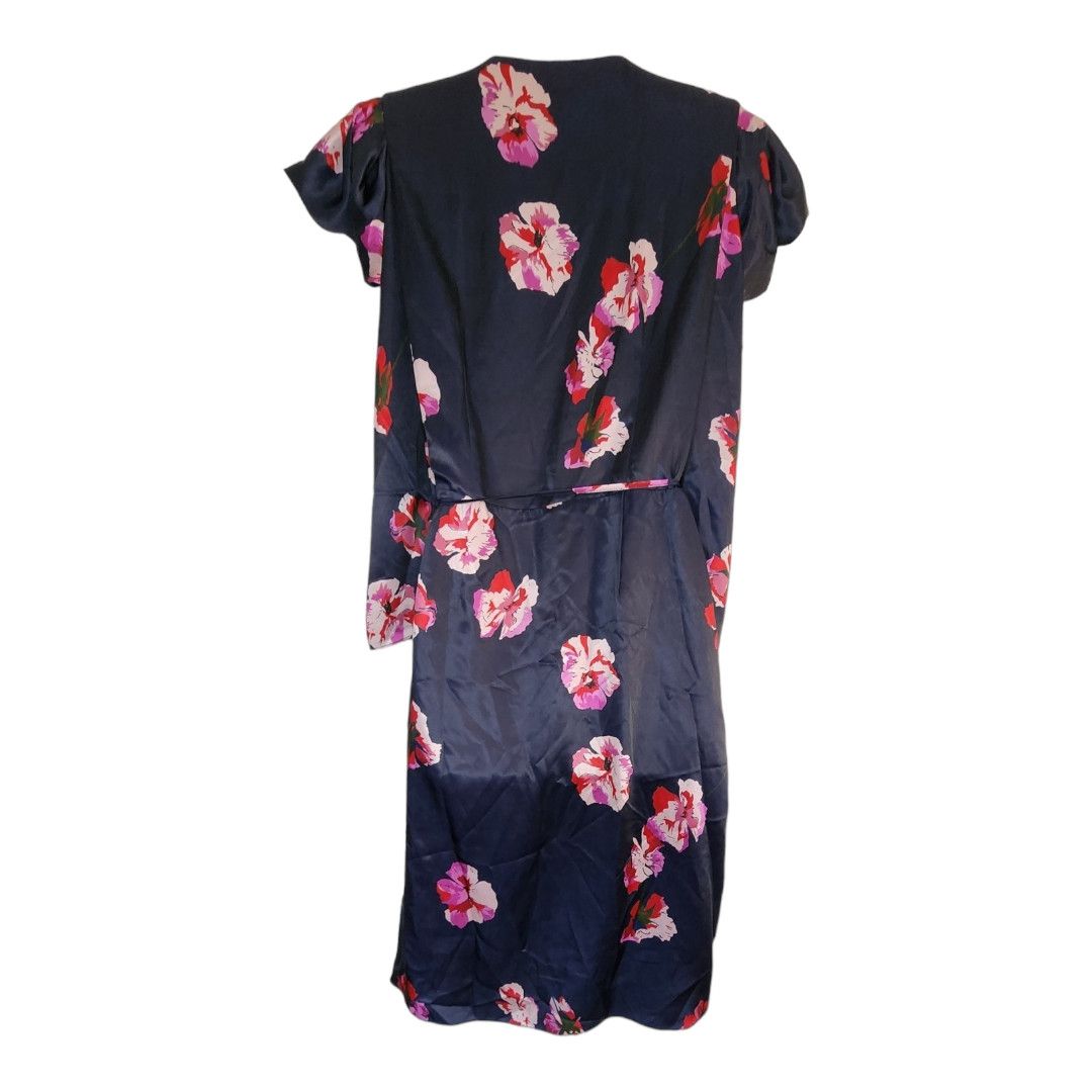 Joie Joie Miltona Navy Blue Floral Midi Wrap Dress Size Small Size S / US 4 / IT 40 - 10 Thumbnail