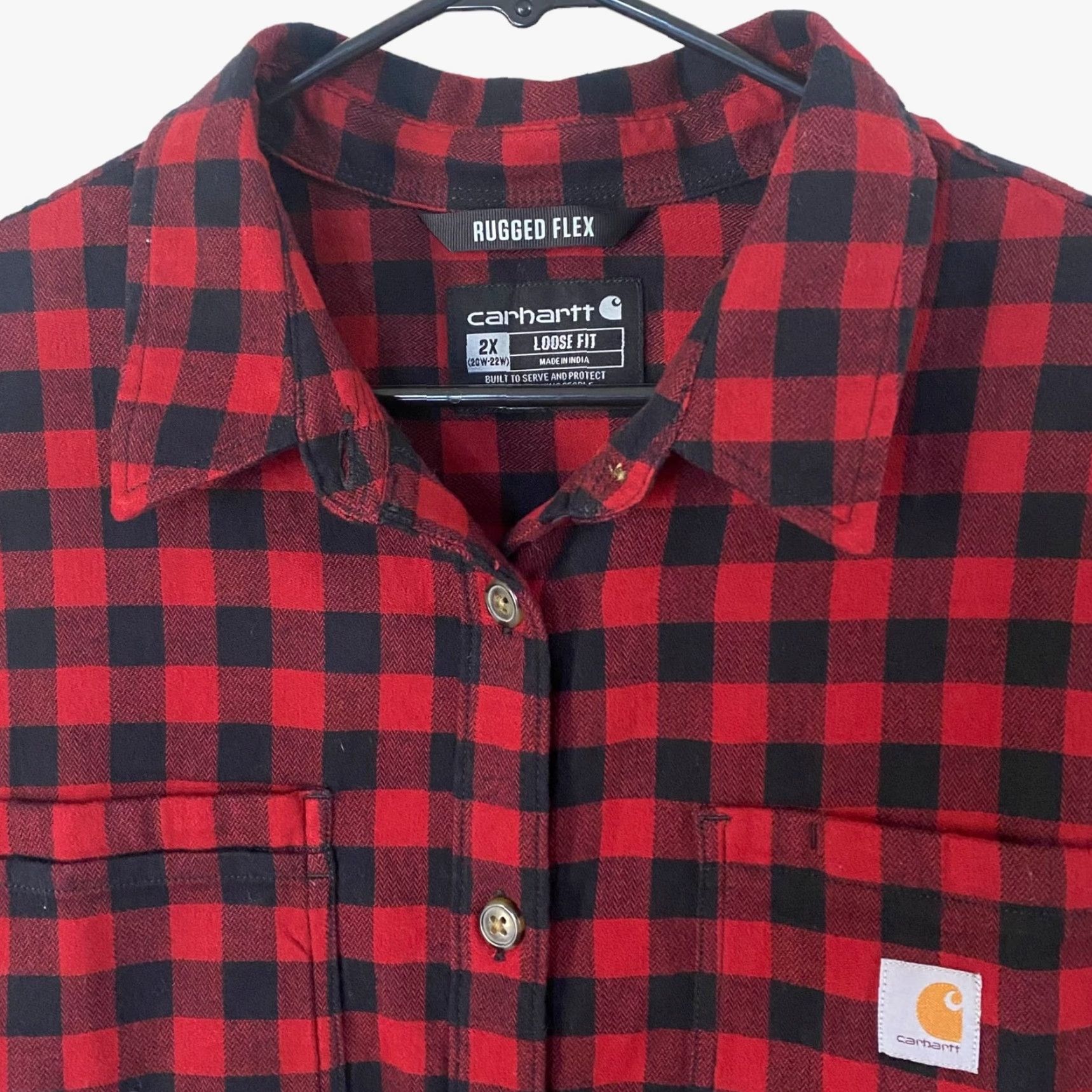 Carhartt VINTAGE Carhartt Rugged Flex Button-Up Flannel Shirt Red Black Buffalo Plaid Womens Plus 2X Casual Western Size XXL / US 16-18 / IT 52-54 - 5 Thumbnail