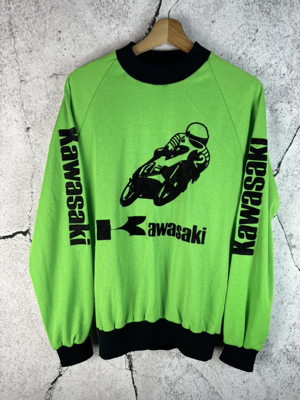 Vintage Vintage Kawasaki Moto Racing Sweatshirt 90s Size US M / EU 48-50 / 2 - 1 Thumbnail