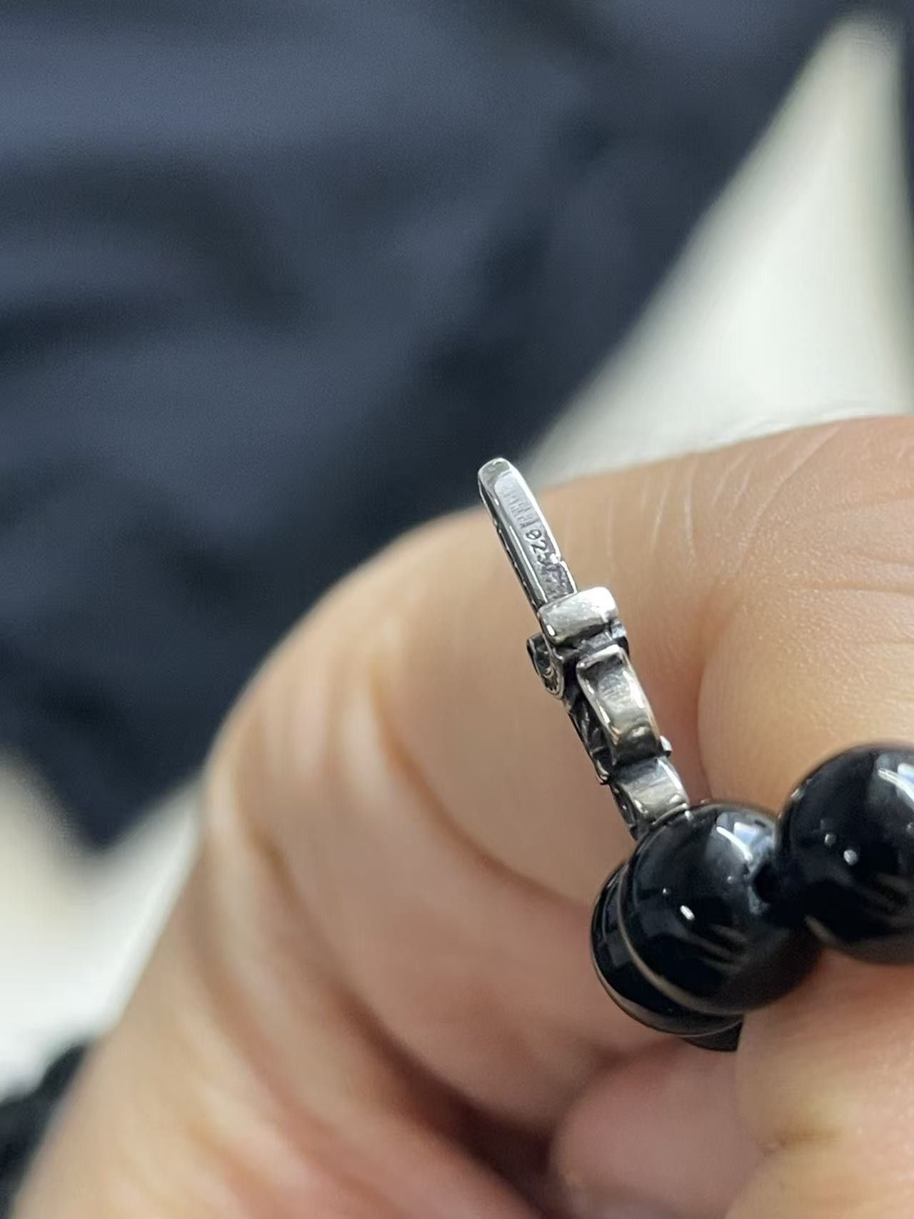 Chrome Hearts Chrome Hearts 6mm Obsidian Silver Dagger Beaded Bracelet Size ONE SIZE - 13 Thumbnail