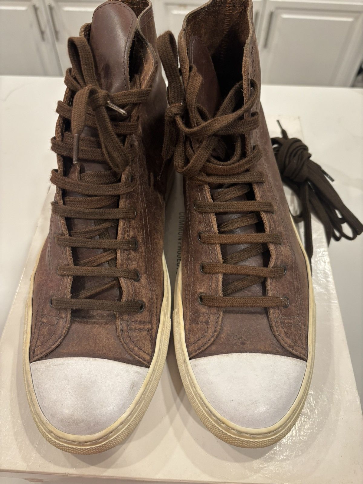 Common Projects Common Projects - Hi Tops Shell Toe Brown leather cream Size US 8.5 / EU 41-42 - 1 Thumbnail