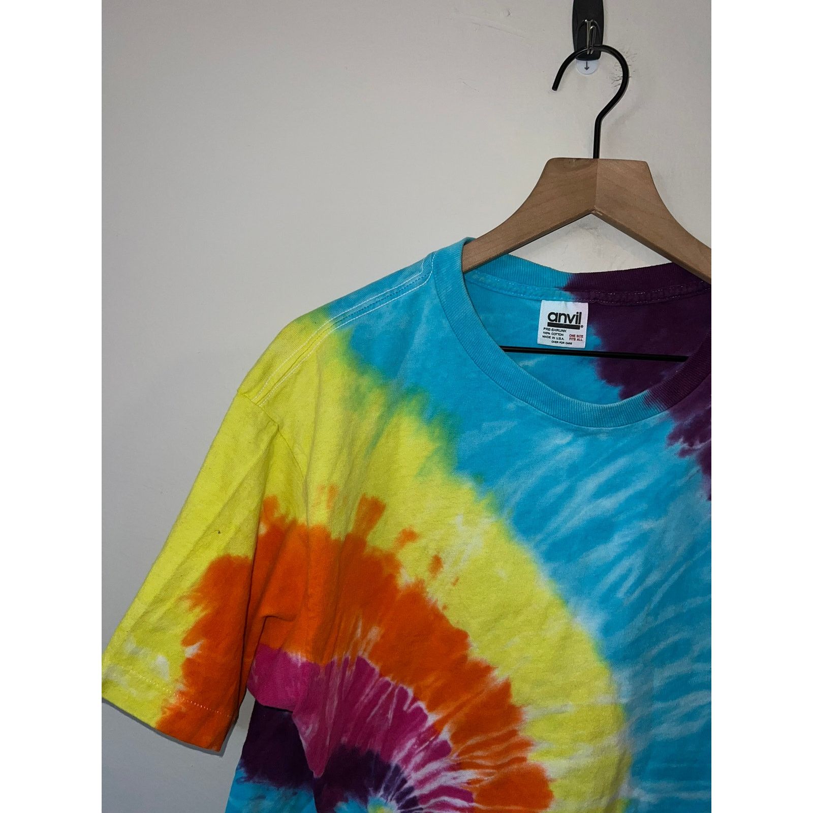 Anvil Womens Vintage Tie Dye Shirt Anvil Tee Crop Top VTG 90s OS Size L / US 10 / IT 46 - 3 Thumbnail