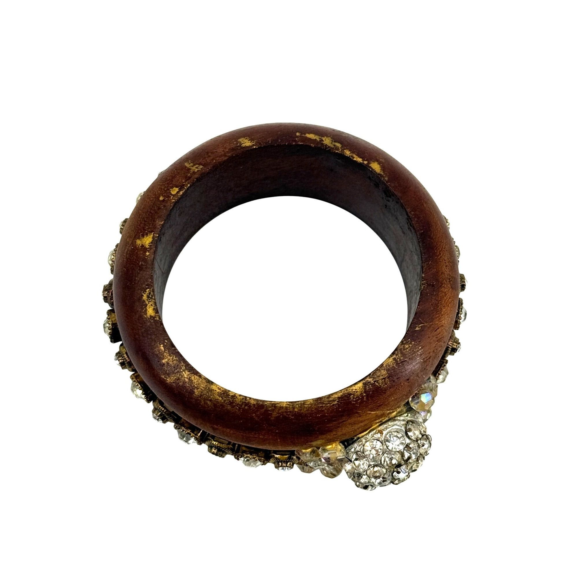 Other Deco Revival Refashioned Wooden Crystal Bangle Size ONE SIZE - 2 Thumbnail