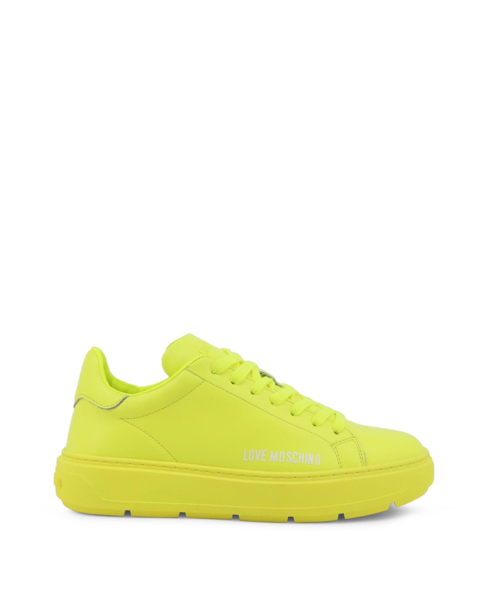 image of Moschino Leather Sneakers With Rubber Sole And 4Cm Heel Shoes in White, Women's (Size 10)