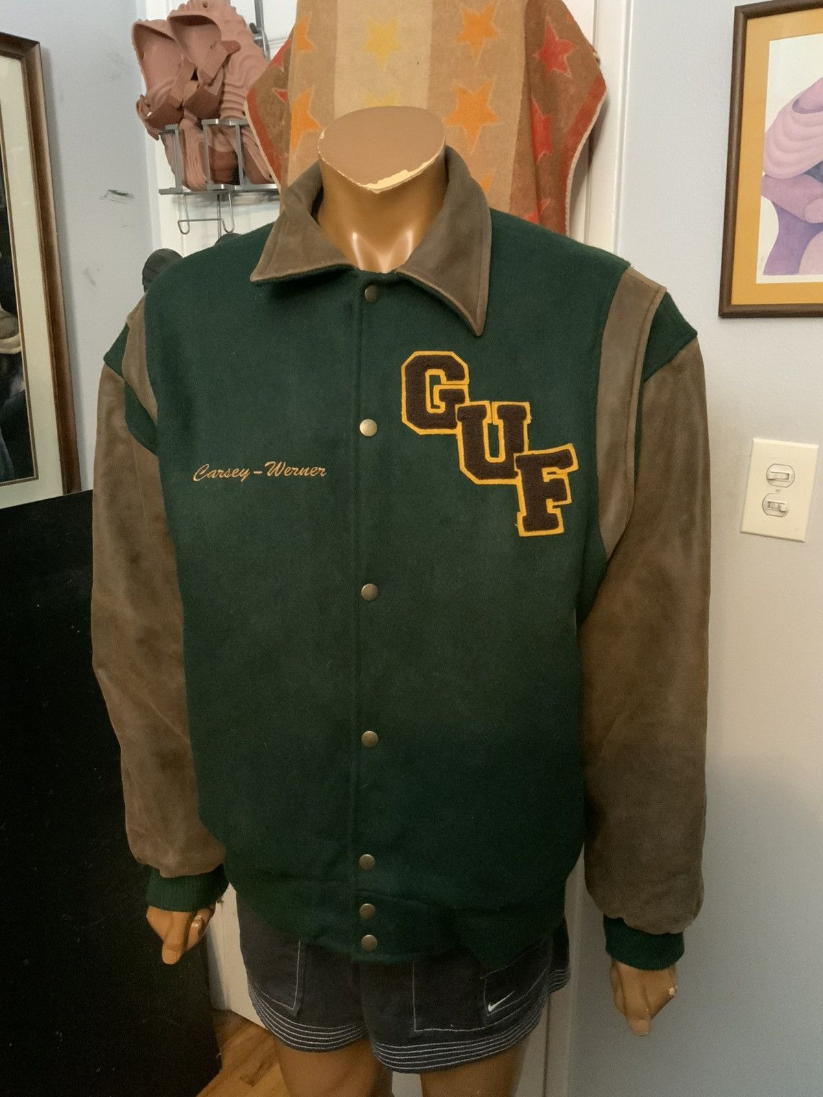 Vintage 90s G.U.F. Grace Under Fire Cast Crew Wool Leather Jacket Size US L / EU 52-54 / 3 - 8 Thumbnail