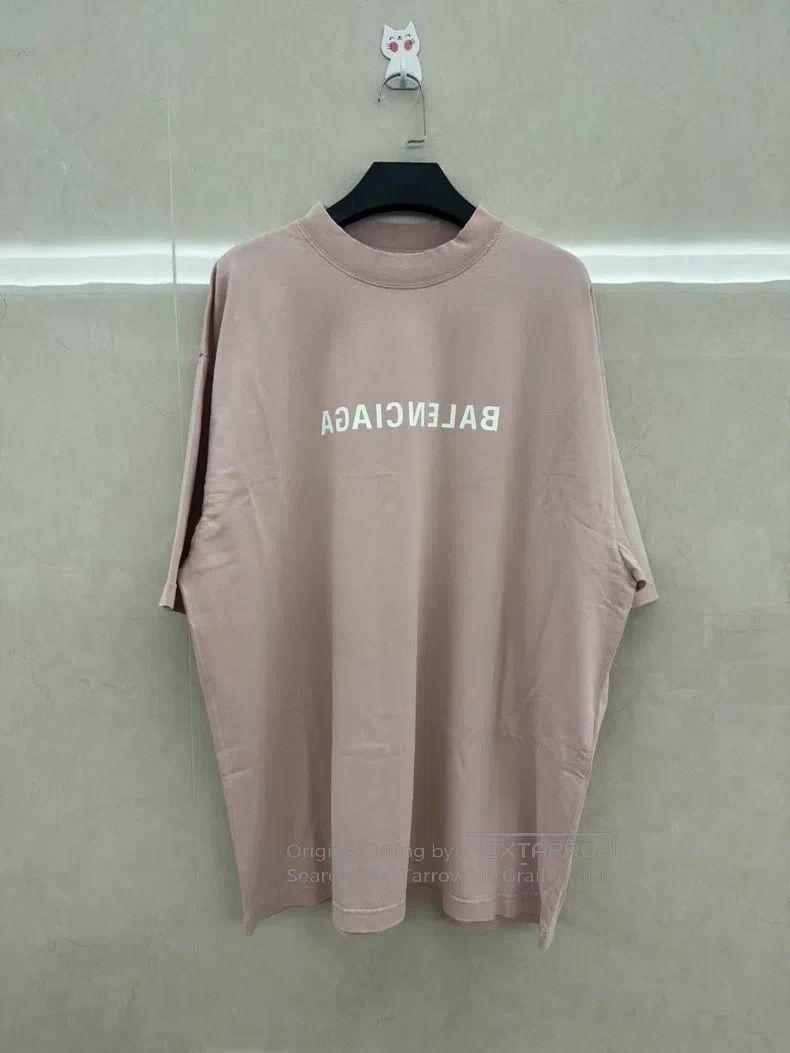 Balenciaga Pink Letter Short Sleeve