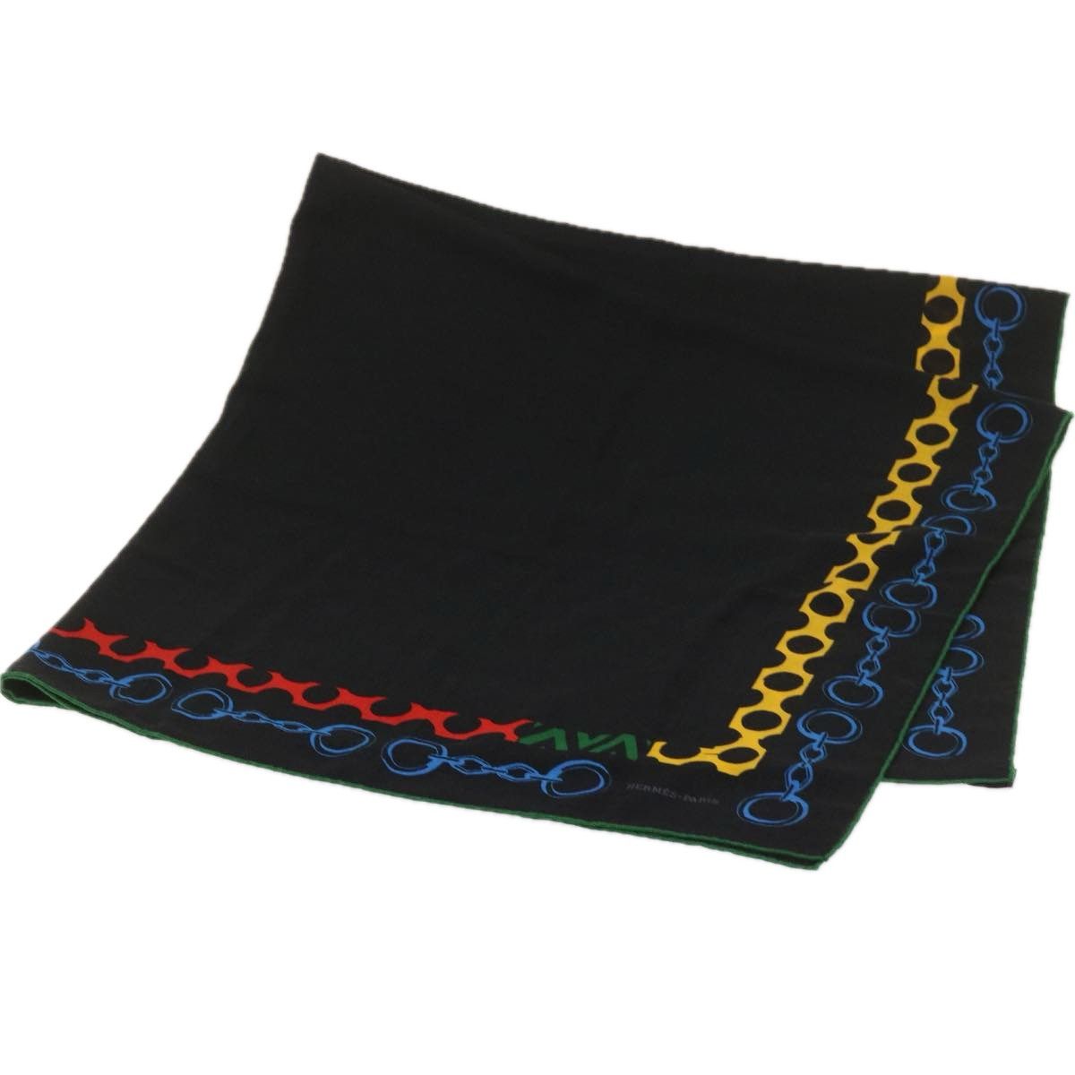 image of Hermes Carre Geant Liste En Chaines Scarf Cashmere Black Auth Hk1139, Women's