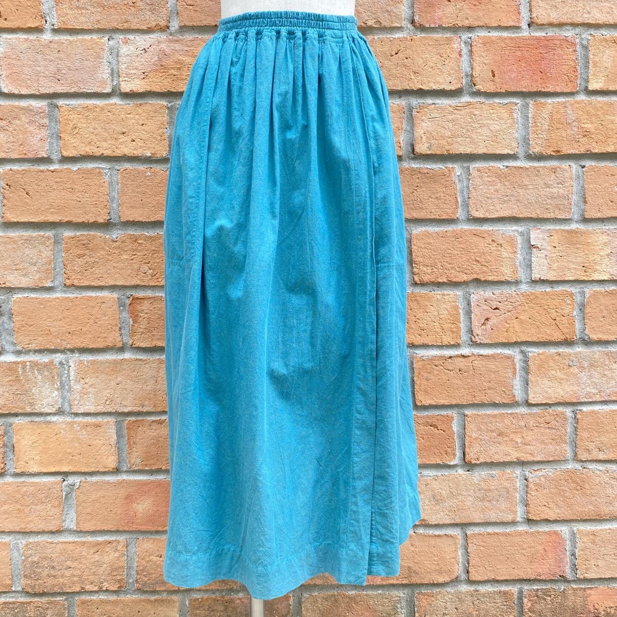 Issey Miyake Plantation Teal Cotton Midi Skirt Size 25" / US 0 / IT 36 - 13 Thumbnail