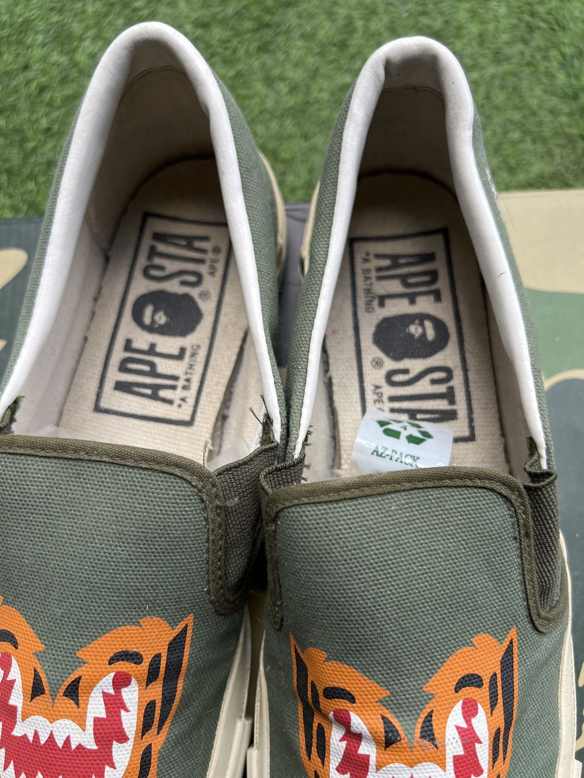 Bape Rare 💥Bape Slip On Tiger Green Olive Made in Japan Size US 9 / EU 42 - 5 Thumbnail
