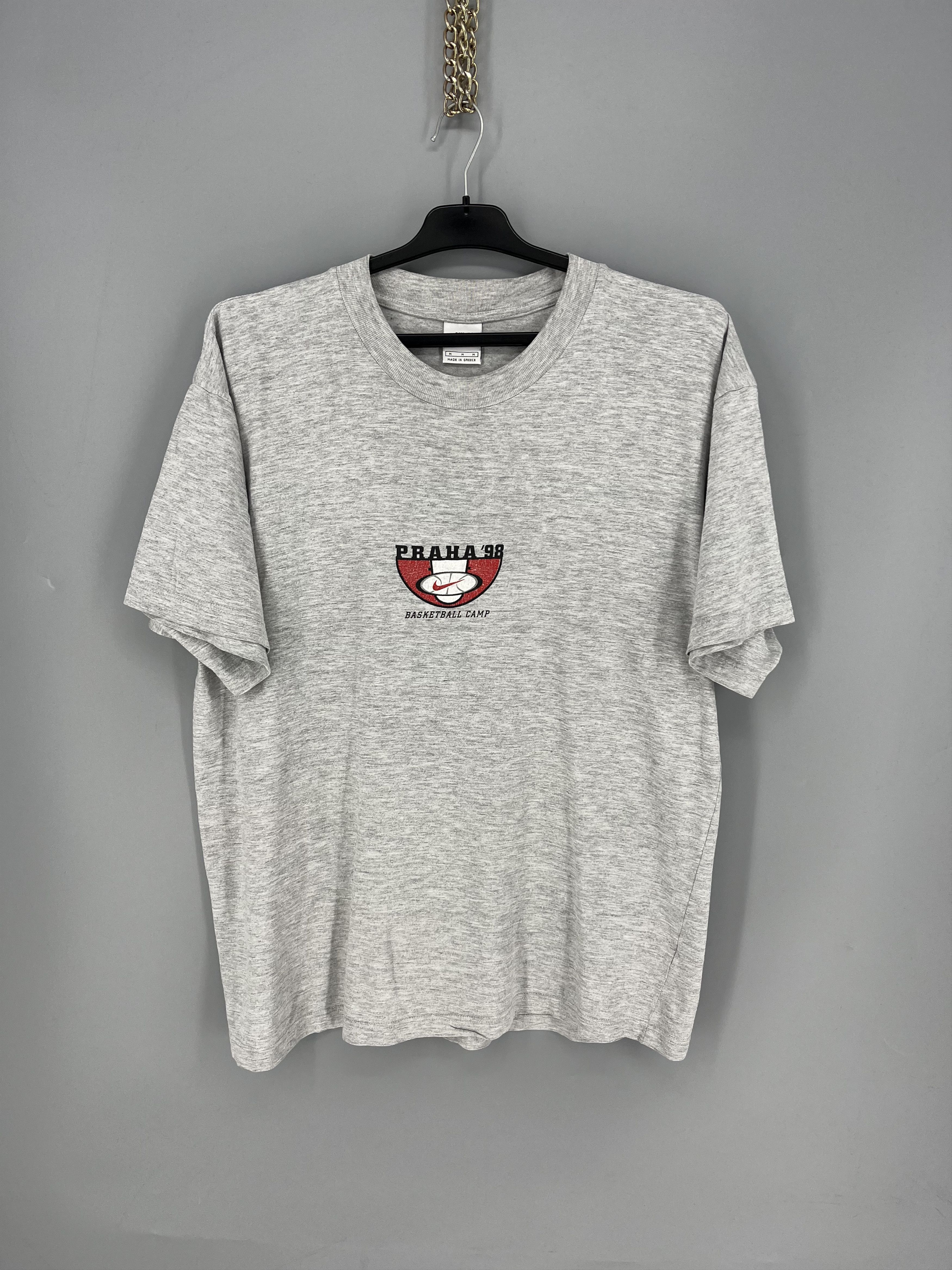Nike Vintage 90s Praha 98 Basketball Camp T-Shirt M Grey Size US M / EU 48-50 / 2 - 1 Thumbnail