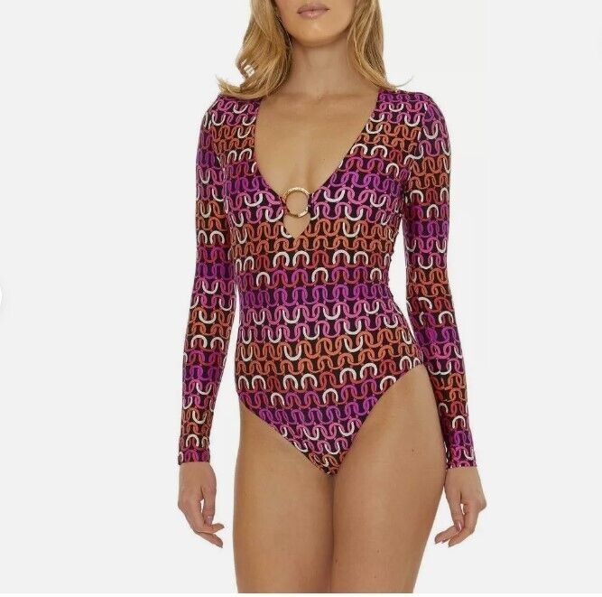 Trina Turk Trina Turk Echo Ring Plunge Paddle Swimsuit ( S ) Size 28" / US 6 / IT 42 - 4 Thumbnail