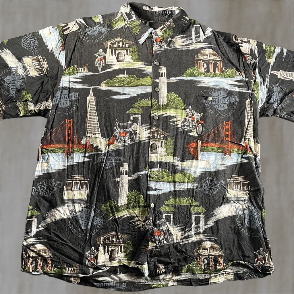 Harley Davidson Harley-Davidson Shirt Mens 2XL Black San Francisco Hawaiian Aloha Viscose USA Shirt Size US XXL / EU 58 / 5 - 1 Thumbnail