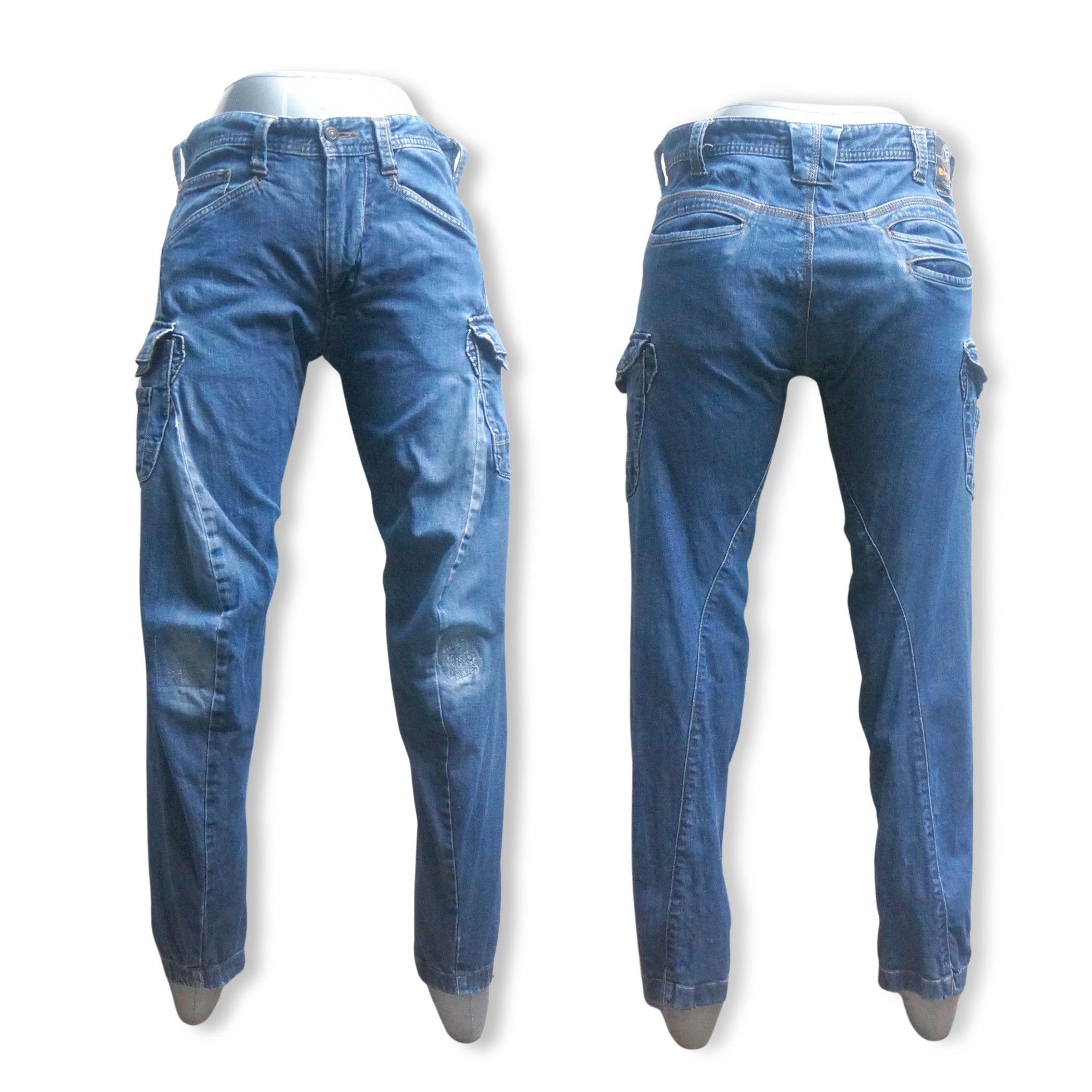 Japanese Brand Evenriver Multi Pockets Curved Front Seam Cargo Jeans Size US 31 - 2 Thumbnail